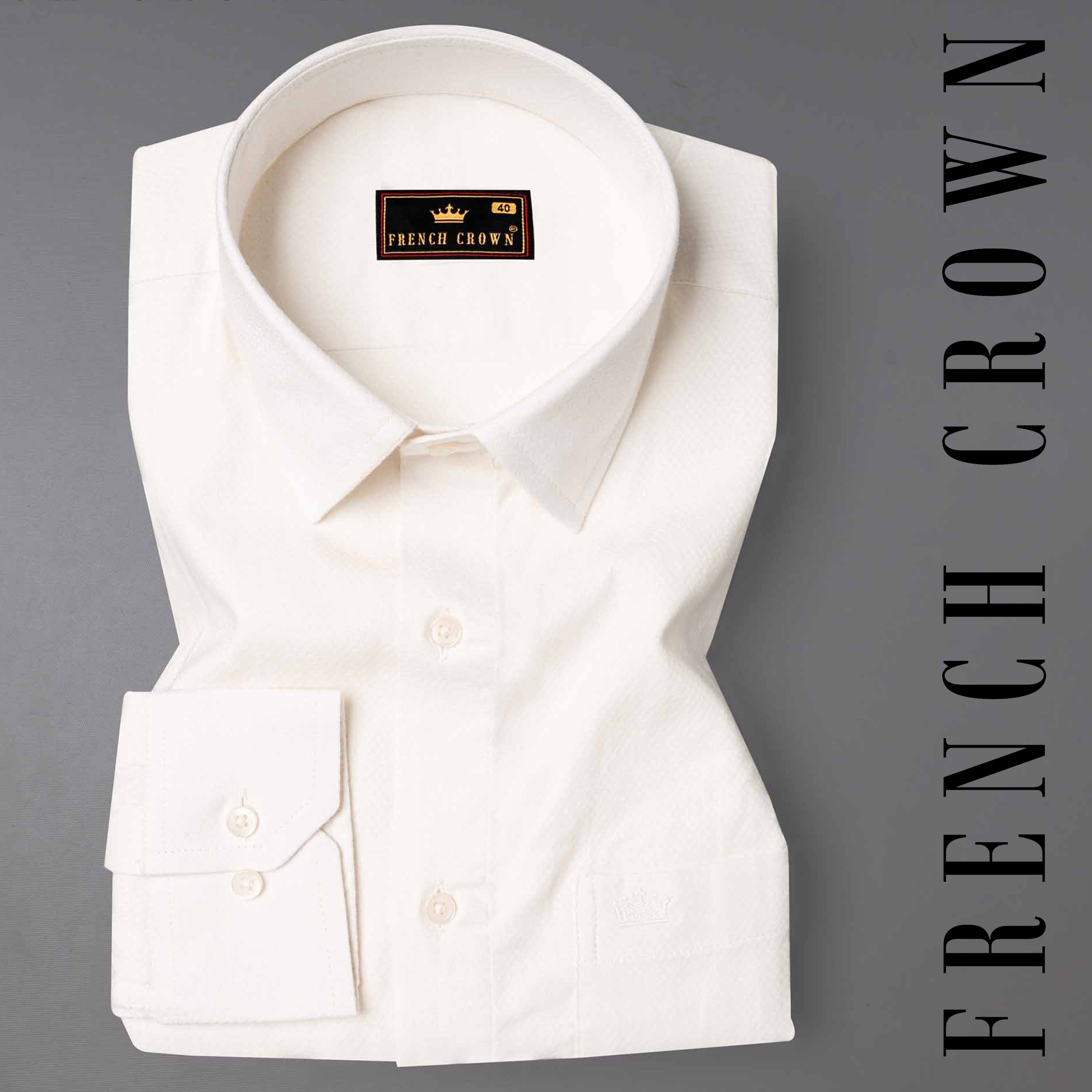 Milky White Dobby Textured Premium Giza Cotton Shirt