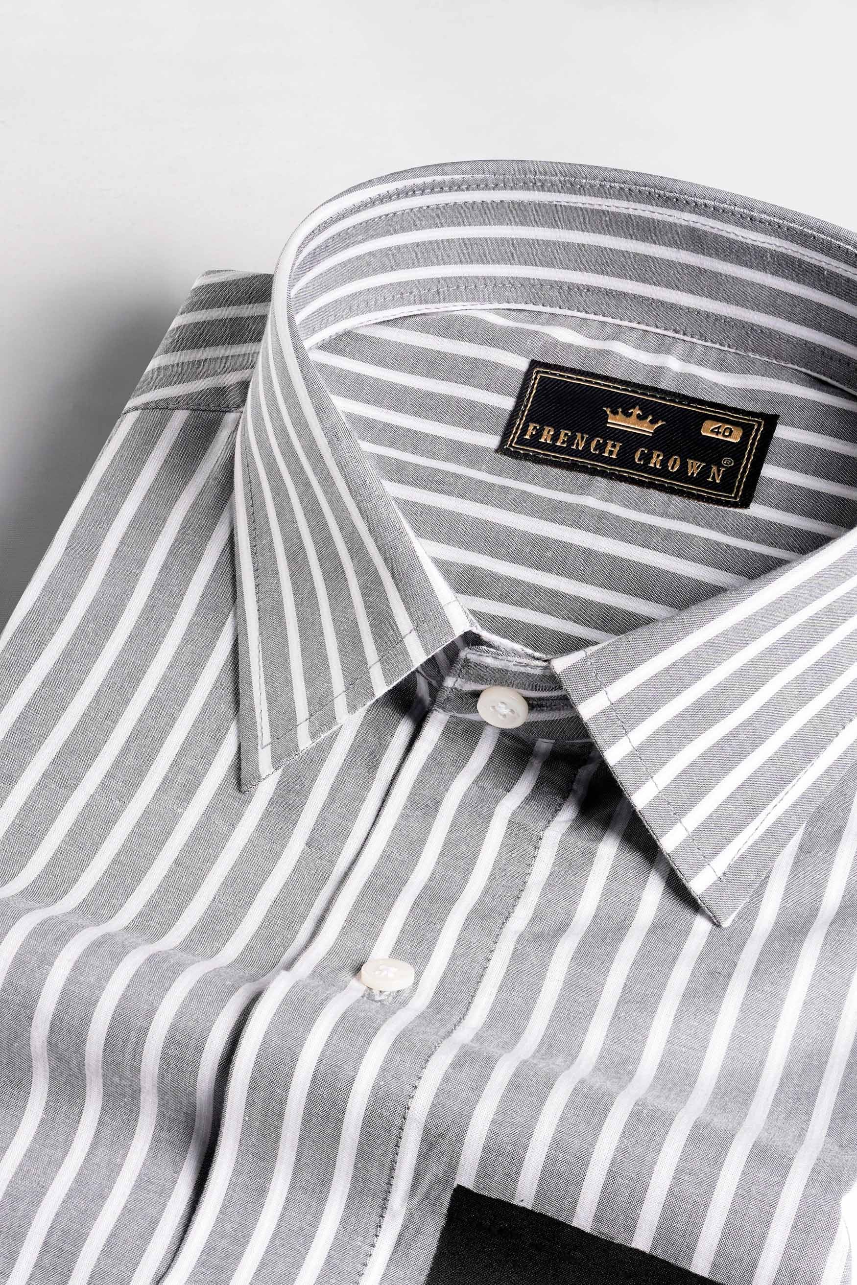 Wisteria Gray and White Striped Hand Painted Premium Cotton Designer Shirt 6342-ART-38, 6342-ART-H-38, 6342-ART-39, 6342-ART-H-39, 6342-ART-40, 6342-ART-H-40, 6342-ART-42, 6342-ART-H-42, 6342-ART-44, 6342-ART-H-44, 6342-ART-46, 6342-ART-H-46, 6342-ART-48, 6342-ART-H-48, 6342-ART-50, 6342-ART-H-50, 6342-ART-52, 6342-ART-H-52