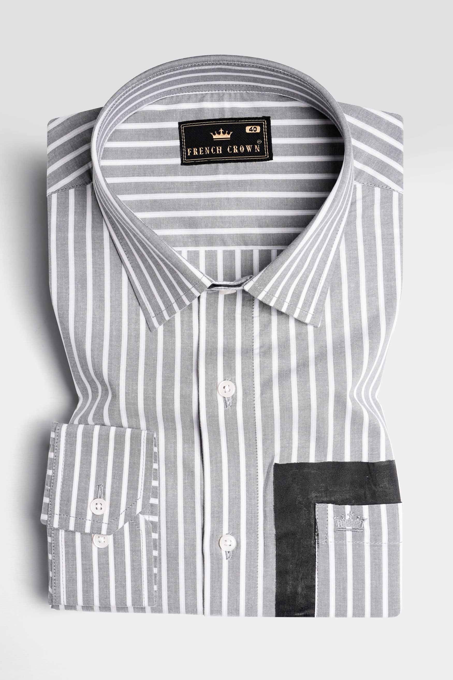 Wisteria Gray and White Striped Hand Painted Premium Cotton Designer Shirt 6342-ART-38, 6342-ART-H-38, 6342-ART-39, 6342-ART-H-39, 6342-ART-40, 6342-ART-H-40, 6342-ART-42, 6342-ART-H-42, 6342-ART-44, 6342-ART-H-44, 6342-ART-46, 6342-ART-H-46, 6342-ART-48, 6342-ART-H-48, 6342-ART-50, 6342-ART-H-50, 6342-ART-52, 6342-ART-H-52