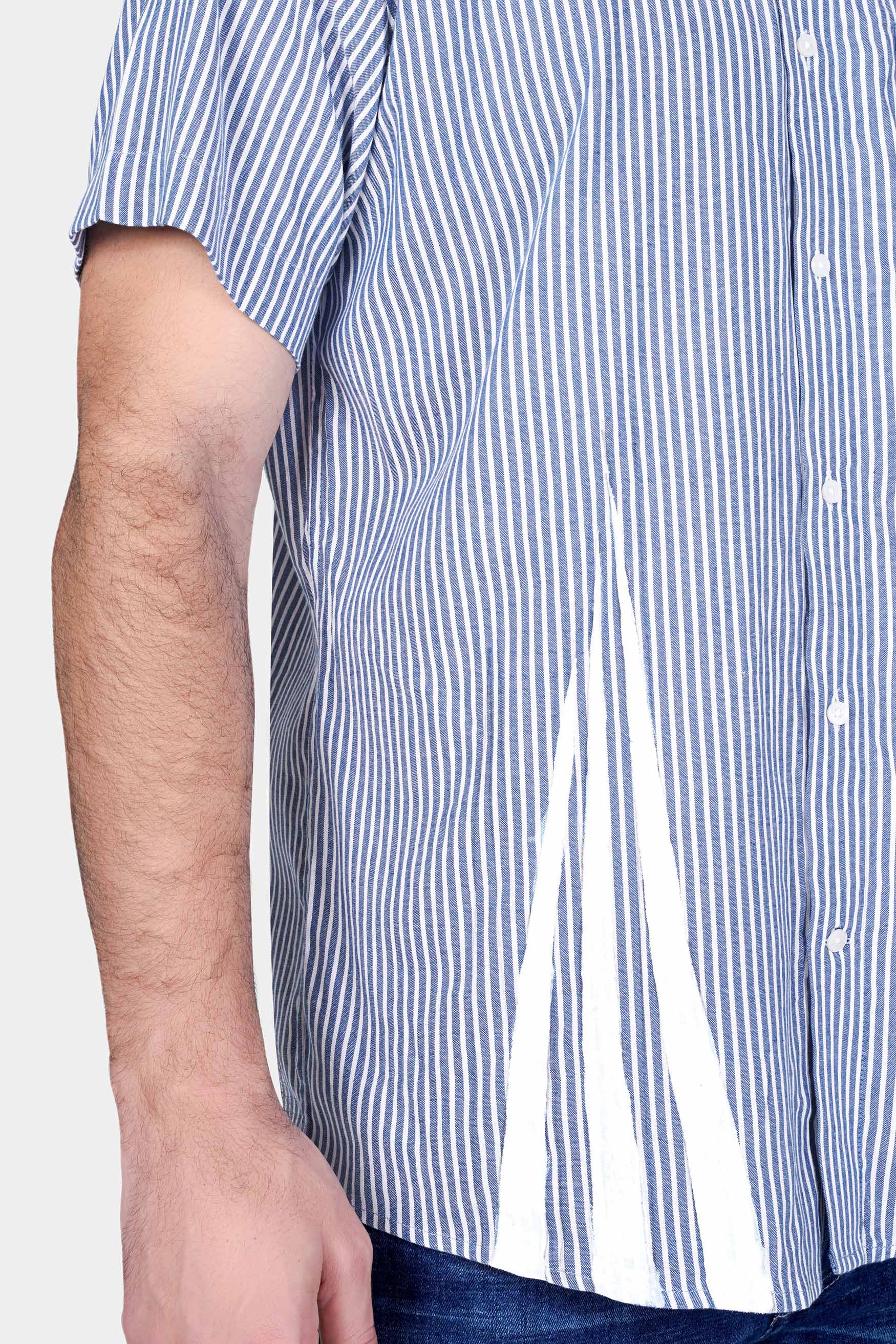 Yonder Blue Striped with White Hand Painted Royal Oxford Designer Shirt 6345-CP-SS-ART-38, 6345-CP-SS-ART-39, 6345-CP-SS-ART-40, 6345-CP-SS-ART-42, 6345-CP-SS-ART-44, 6345-CP-SS-ART-46, 6345-CP-SS-ART-48, 6345-CP-SS-ART-50, 6345-CP-SS-ART-52