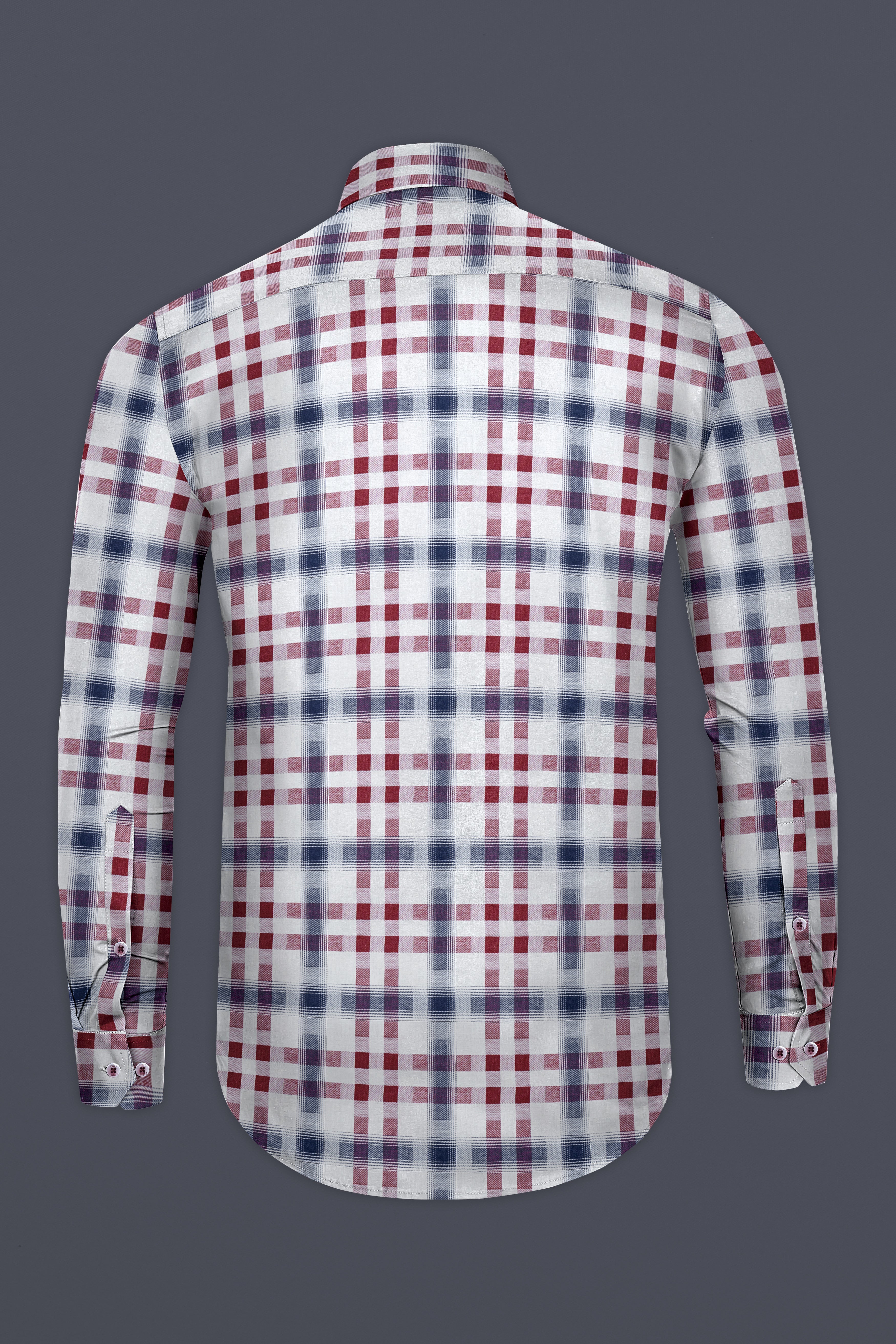Bright White with Logan Gray and Scarlett Red Twill Plaid Premium Cotton Shirt