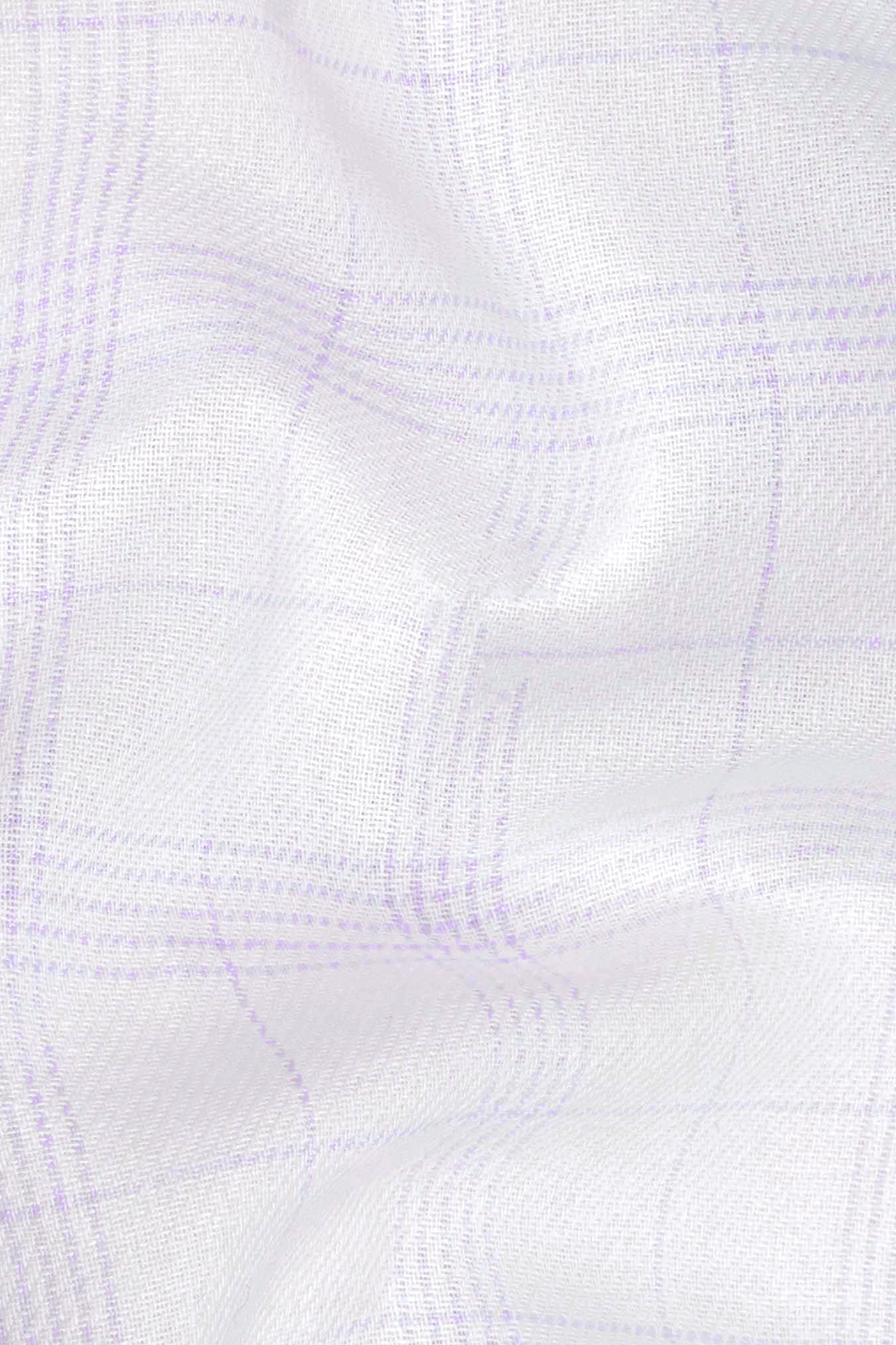 Bright White Twill Subtle Plaid Premium Cotton Shirt