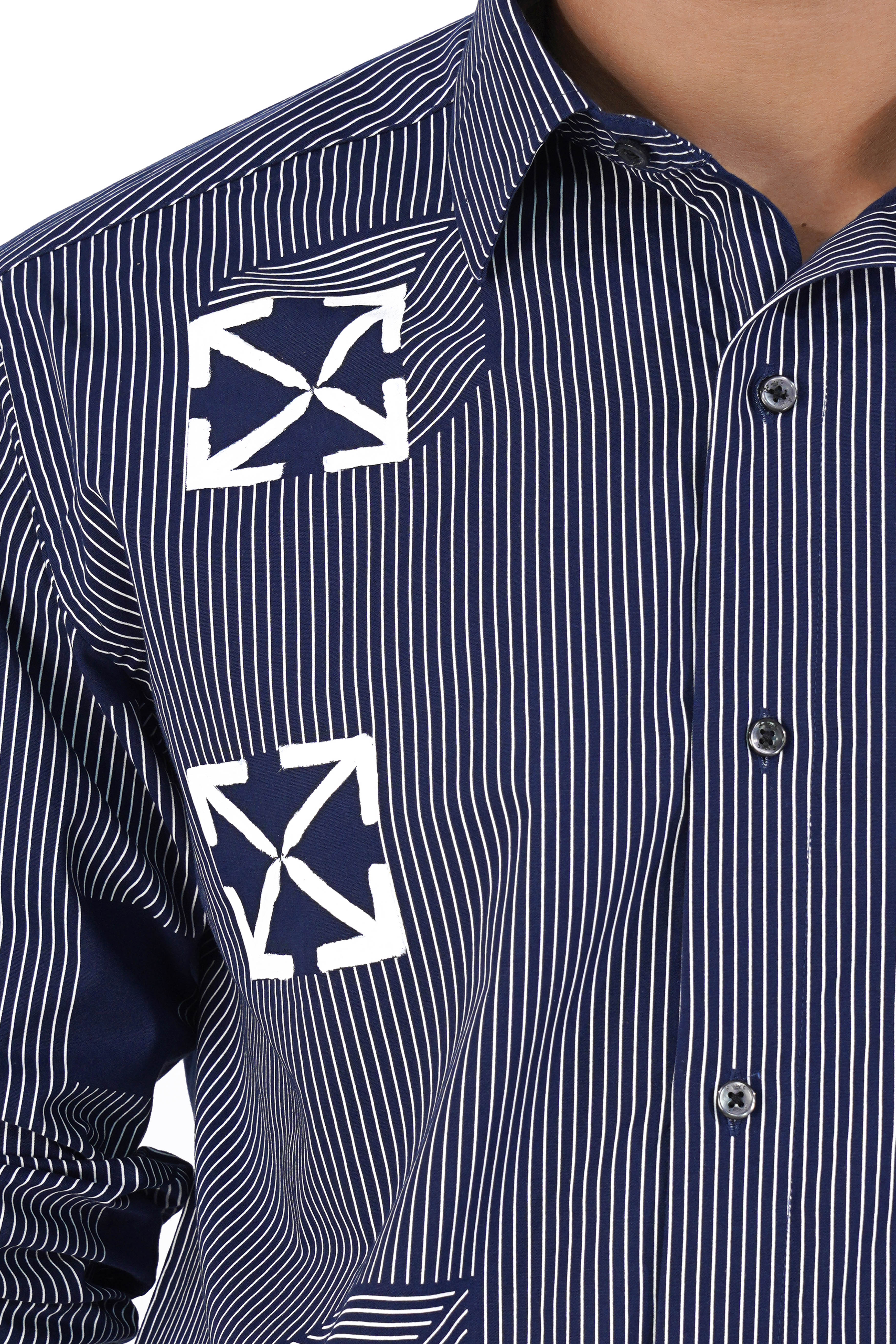 Cloud Burst Blue Striped with White Striped Hand Painted Premium Cotton Designer Shirt 6383-BLK-ART-38, 6383-BLK-ART-H-38, 6383-BLK-ART-39, 6383-BLK-ART-H-39, 6383-BLK-ART-40, 6383-BLK-ART-H-40, 6383-BLK-ART-42, 6383-BLK-ART-H-42, 6383-BLK-ART-44, 6383-BLK-ART-H-44, 6383-BLK-ART-46, 6383-BLK-ART-H-46, 6383-BLK-ART-48, 6383-BLK-ART-H-48, 6383-BLK-ART-50, 6383-BLK-ART-H-50, 6383-BLK-ART-52, 6383-BLK-ART-H-52