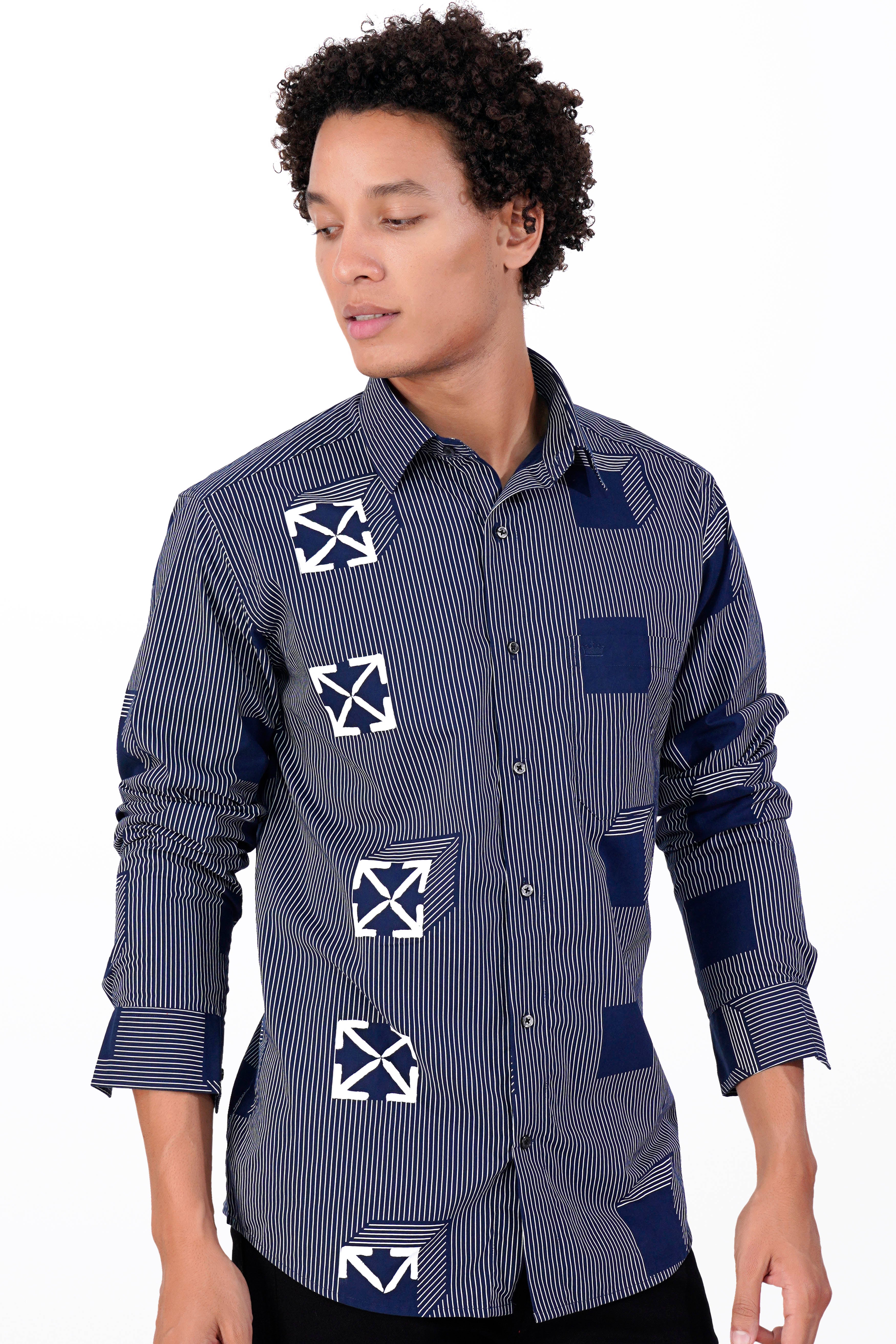 Cloud Burst Blue Striped with White Striped Hand Painted Premium Cotton Designer Shirt 6383-BLK-ART-38, 6383-BLK-ART-H-38, 6383-BLK-ART-39, 6383-BLK-ART-H-39, 6383-BLK-ART-40, 6383-BLK-ART-H-40, 6383-BLK-ART-42, 6383-BLK-ART-H-42, 6383-BLK-ART-44, 6383-BLK-ART-H-44, 6383-BLK-ART-46, 6383-BLK-ART-H-46, 6383-BLK-ART-48, 6383-BLK-ART-H-48, 6383-BLK-ART-50, 6383-BLK-ART-H-50, 6383-BLK-ART-52, 6383-BLK-ART-H-52