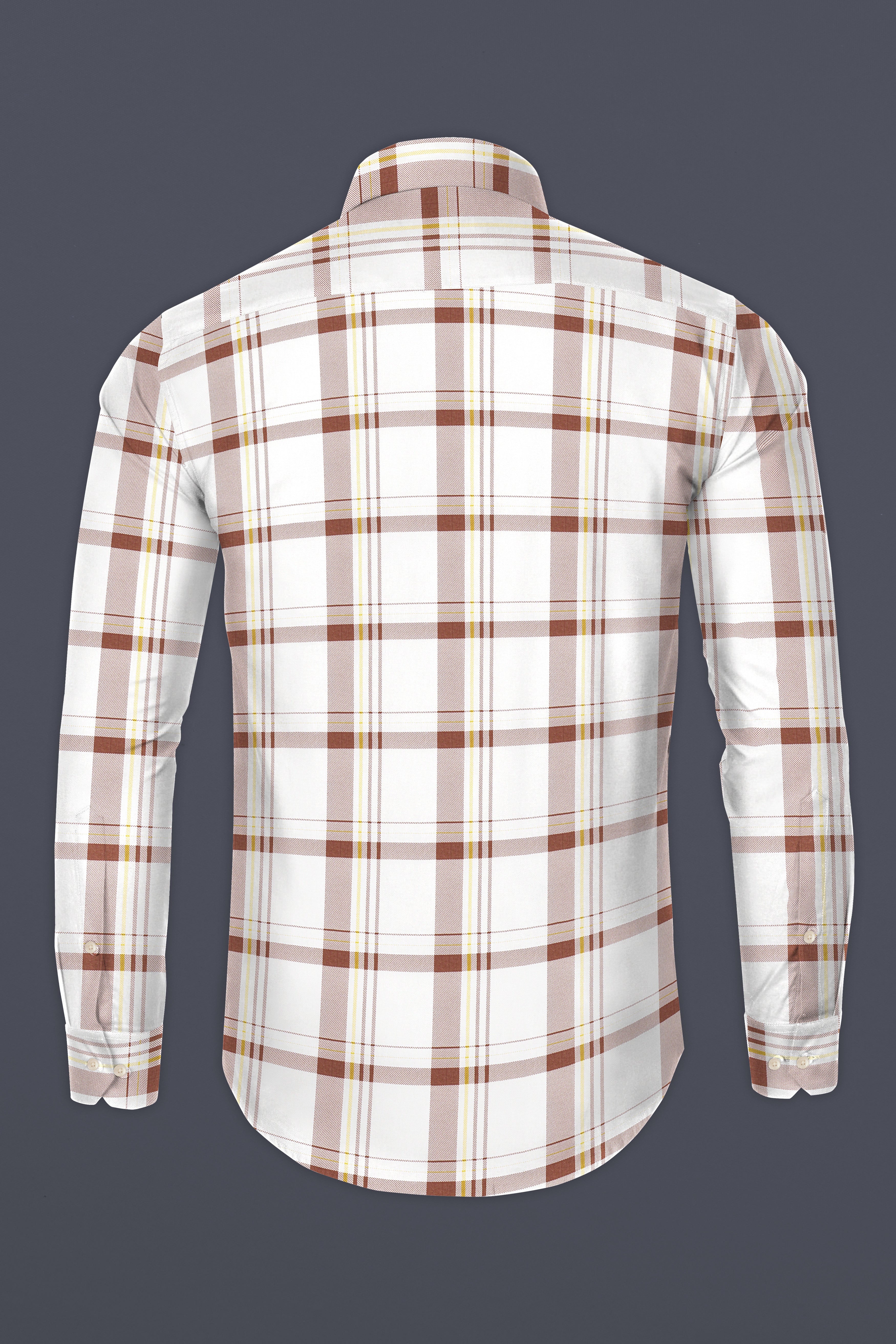 Bright White With Brown Plaid Royal Oxford Shirt