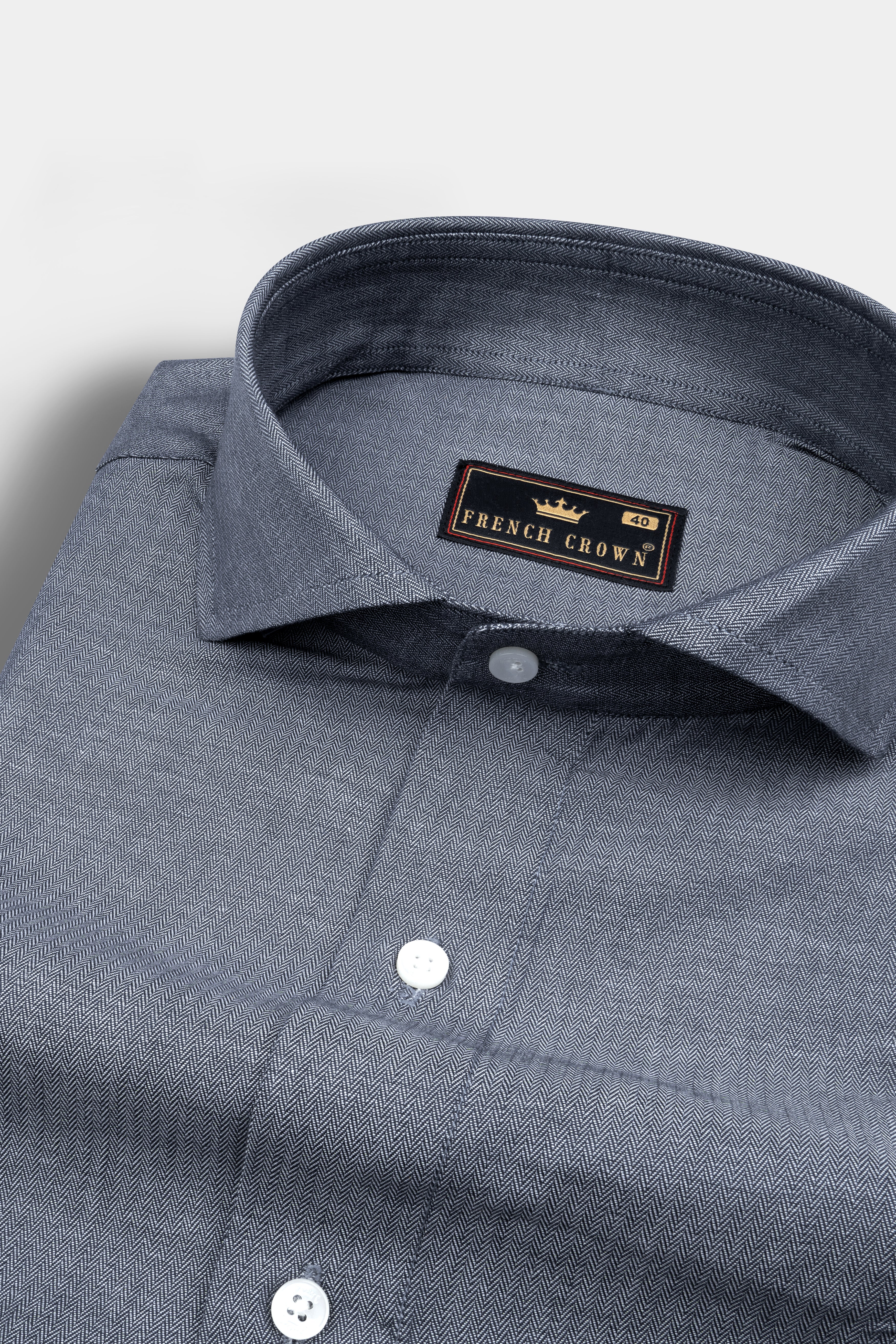 Granite Grey Solid Herringbone Shirt