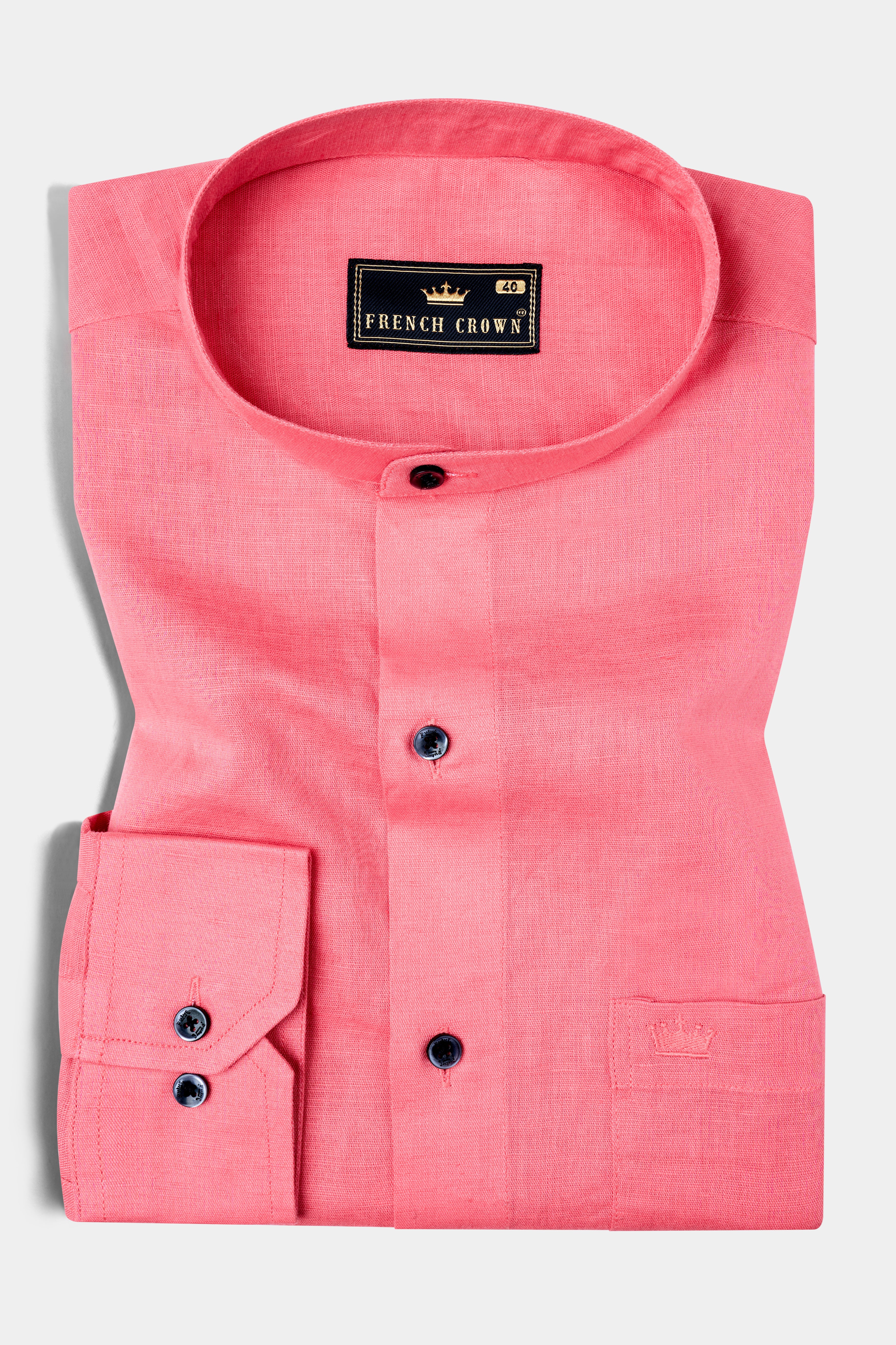 Light Coral Pink Luxurious Linen Shirt