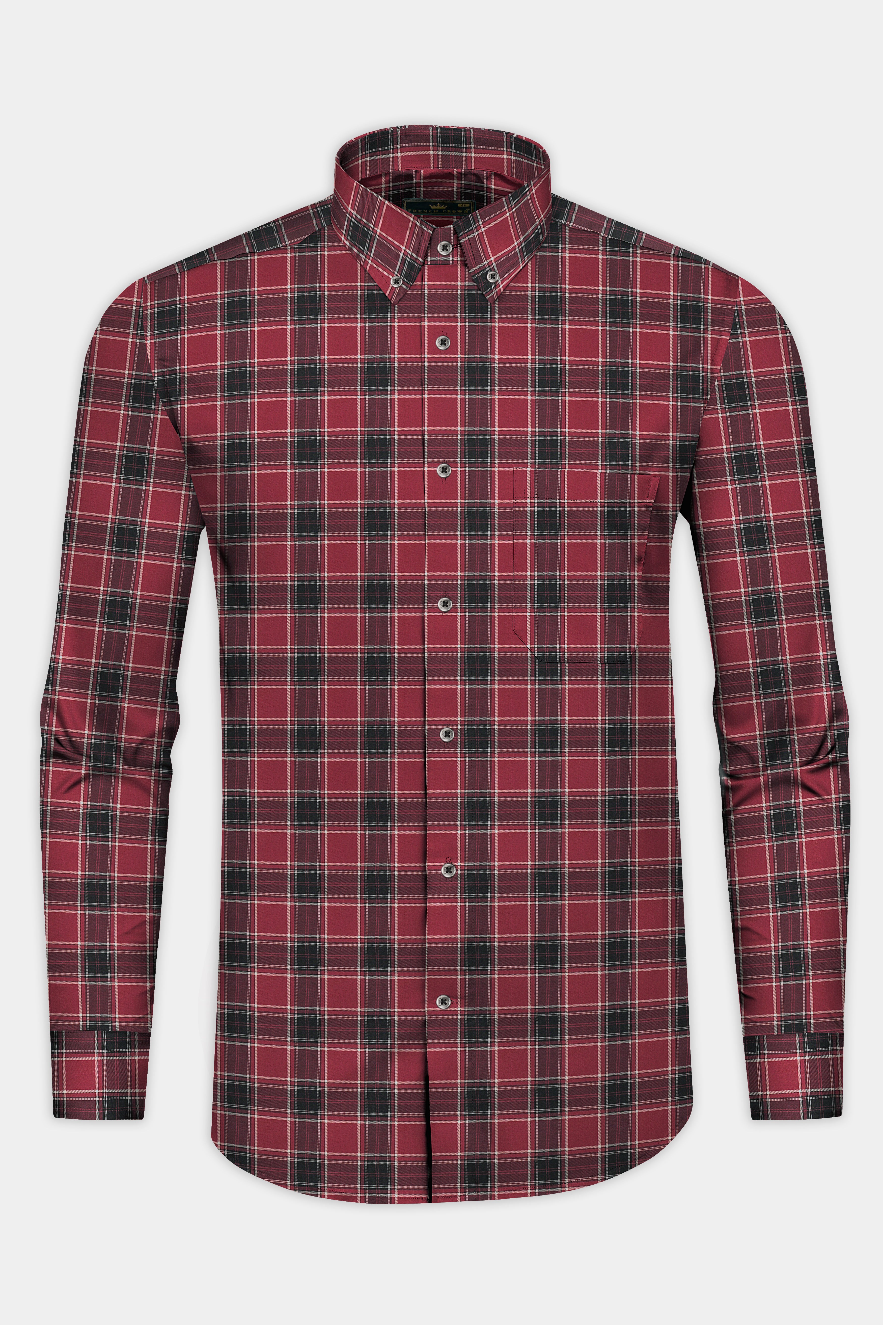 Copper Rust Twill Plaid Premium Cotton Shirt