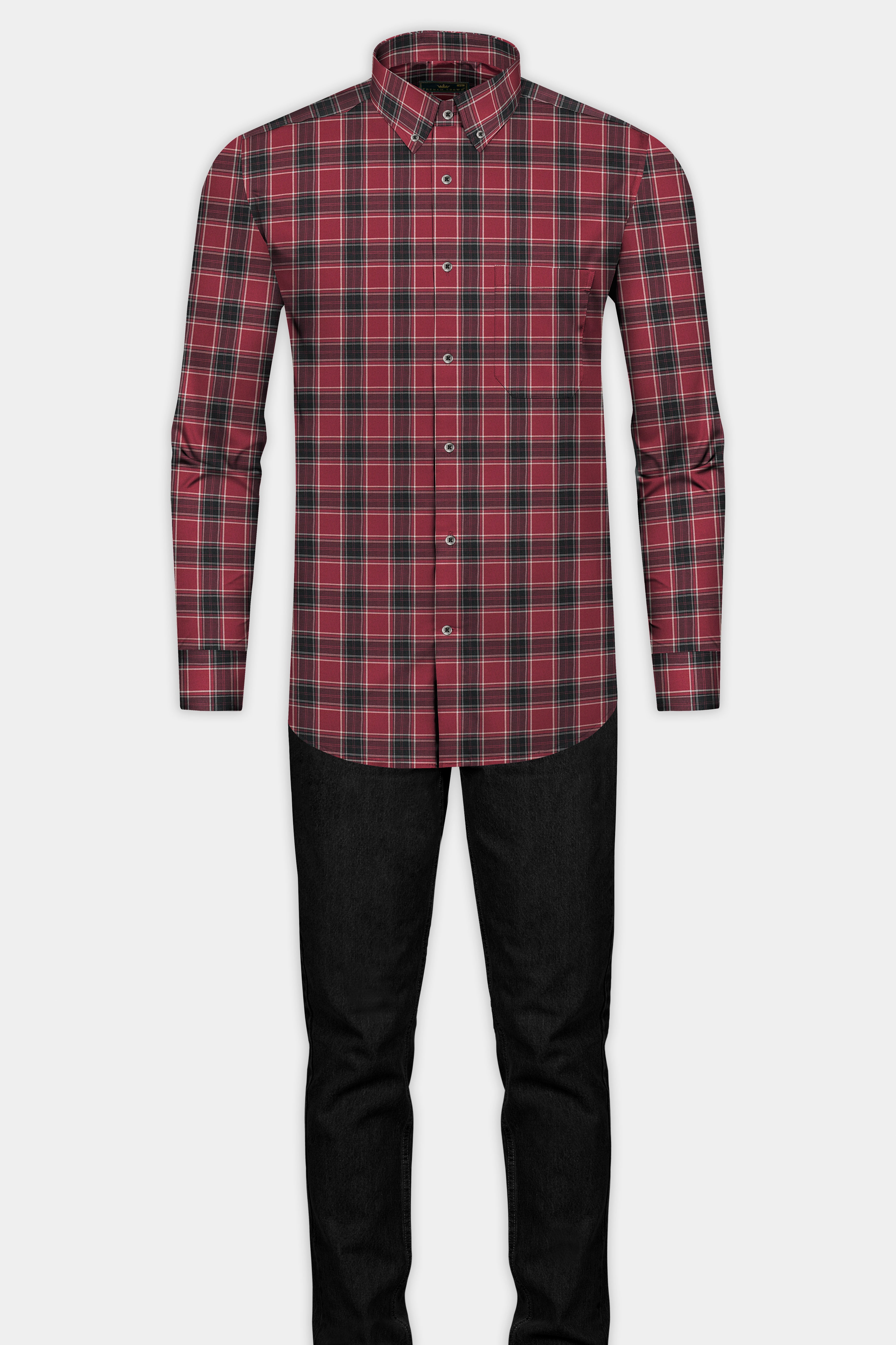Copper Rust Twill Plaid Premium Cotton Shirt