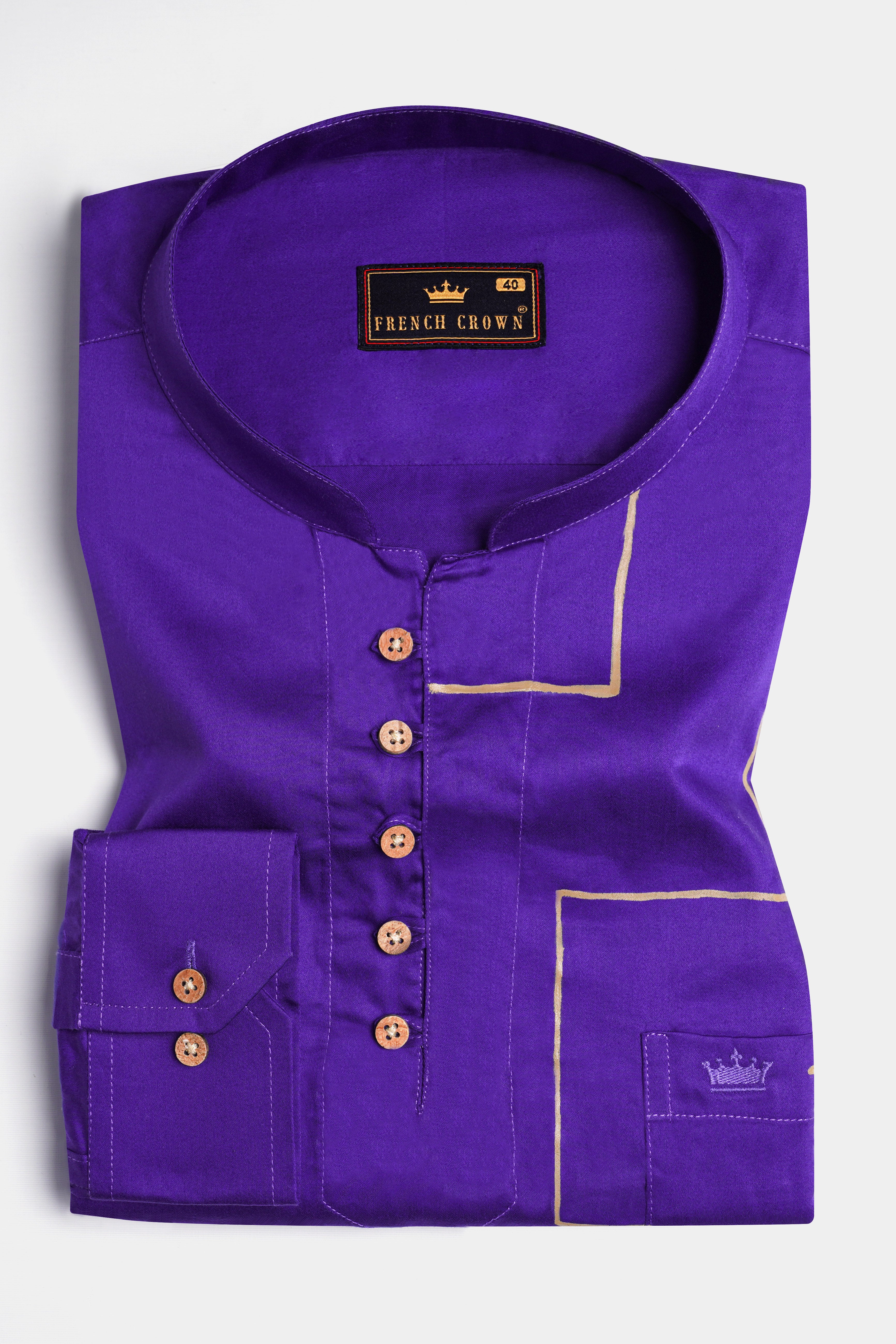 Iris Purple with Golden Hand Painted Super Soft Premium Cotton Designer Kurta Shirt 6422-KS-ART-38, 6422-KS-ART-H-38, 6422-KS-ART-39, 6422-KS-ART-H-39, 6422-KS-ART-40, 6422-KS-ART-H-40, 6422-KS-ART-42, 6422-KS-ART-H-42, 6422-KS-ART-44, 6422-KS-ART-H-44, 6422-KS-ART-46, 6422-KS-ART-H-46, 6422-KS-ART-48, 6422-KS-ART-H-48, 6422-KS-ART-50, 6422-KS-ART-H-50, 6422-KS-ART-52, 6422-KS-ART-H-52