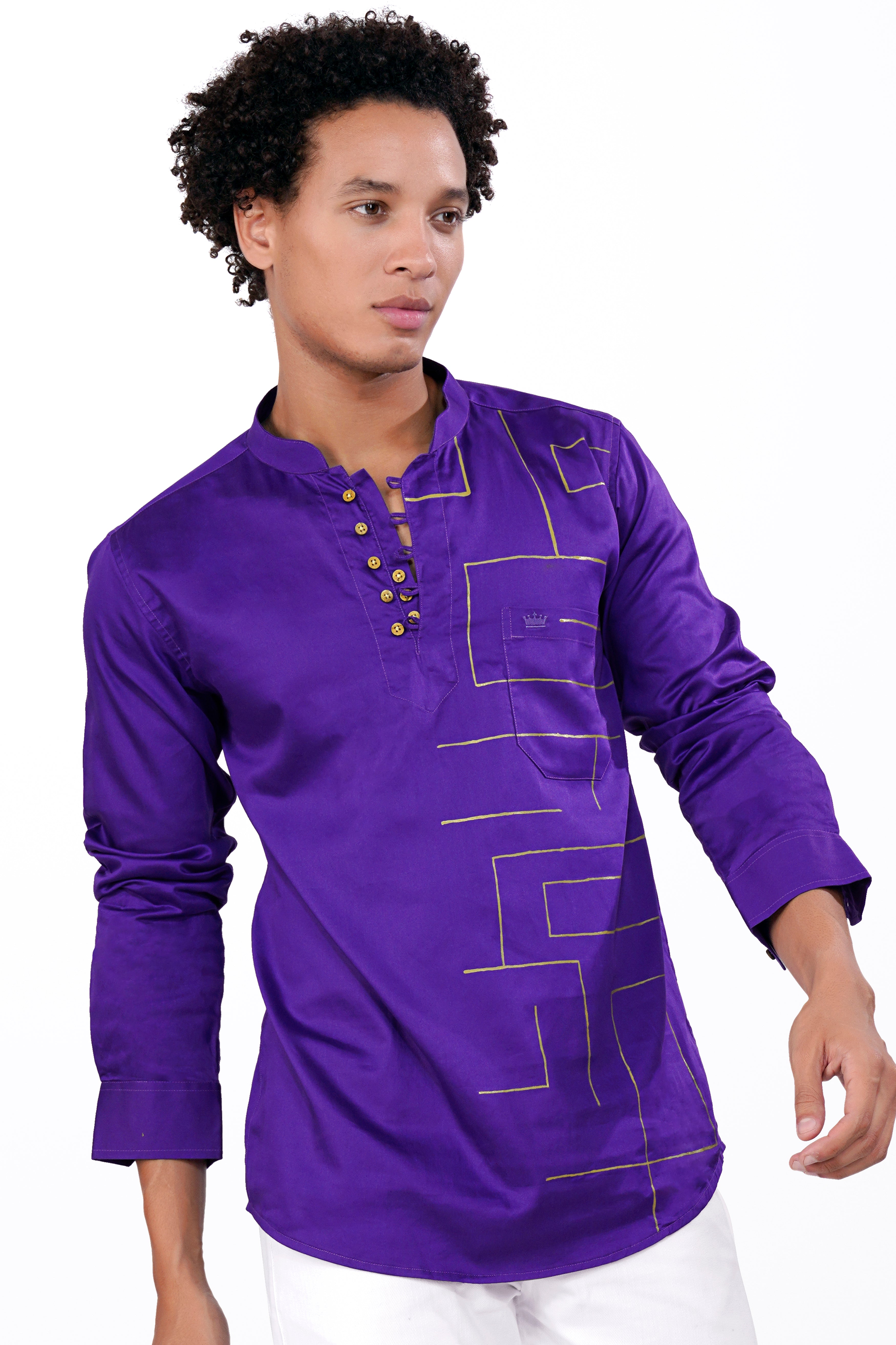 Iris Purple with Golden Hand Painted Super Soft Premium Cotton Designer Kurta Shirt 6422-KS-ART-38, 6422-KS-ART-H-38, 6422-KS-ART-39, 6422-KS-ART-H-39, 6422-KS-ART-40, 6422-KS-ART-H-40, 6422-KS-ART-42, 6422-KS-ART-H-42, 6422-KS-ART-44, 6422-KS-ART-H-44, 6422-KS-ART-46, 6422-KS-ART-H-46, 6422-KS-ART-48, 6422-KS-ART-H-48, 6422-KS-ART-50, 6422-KS-ART-H-50, 6422-KS-ART-52, 6422-KS-ART-H-52