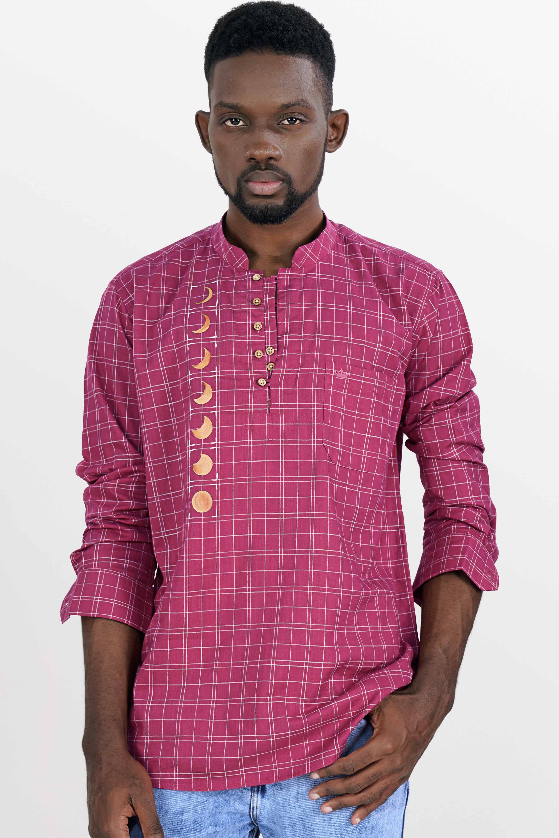 Tapestry Pink Checkered Hand Painted Luxurious Linen Designer Kurta Shirt 6441-KS-ART-38, 6441-KS-ART-H-38, 6441-KS-ART-39, 6441-KS-ART-H-39, 6441-KS-ART-40, 6441-KS-ART-H-40, 6441-KS-ART-42, 6441-KS-ART-H-42, 6441-KS-ART-44, 6441-KS-ART-H-44, 6441-KS-ART-46, 6441-KS-ART-H-46, 6441-KS-ART-48, 6441-KS-ART-H-48, 6441-KS-ART-50, 6441-KS-ART-H-50, 6441-KS-ART-52, 6441-KS-ART-H-52