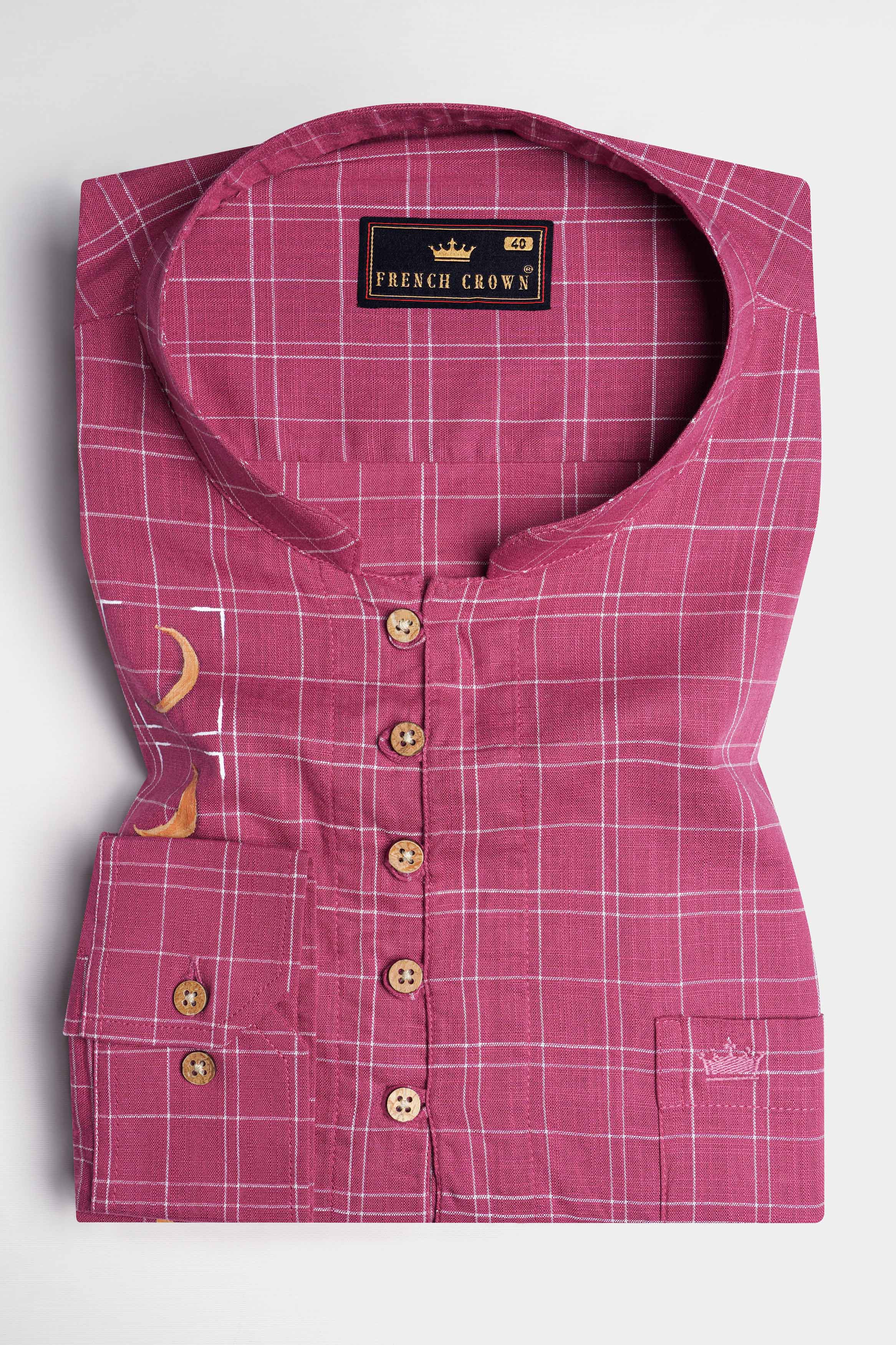 Tapestry Pink Checkered Hand Painted Luxurious Linen Designer Kurta Shirt 6441-KS-ART-38, 6441-KS-ART-H-38, 6441-KS-ART-39, 6441-KS-ART-H-39, 6441-KS-ART-40, 6441-KS-ART-H-40, 6441-KS-ART-42, 6441-KS-ART-H-42, 6441-KS-ART-44, 6441-KS-ART-H-44, 6441-KS-ART-46, 6441-KS-ART-H-46, 6441-KS-ART-48, 6441-KS-ART-H-48, 6441-KS-ART-50, 6441-KS-ART-H-50, 6441-KS-ART-52, 6441-KS-ART-H-52