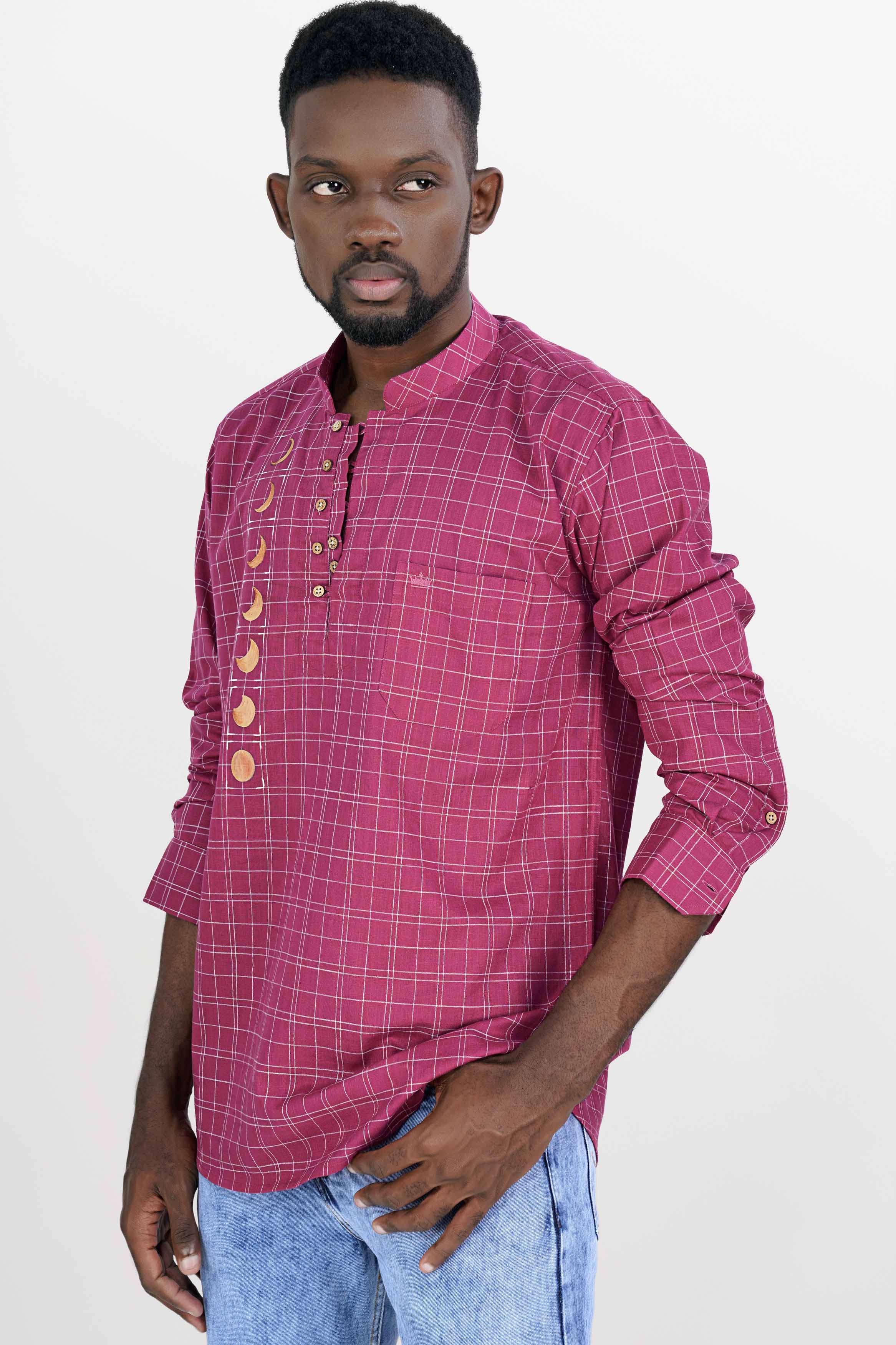 Tapestry Pink Checkered Hand Painted Luxurious Linen Designer Kurta Shirt 6441-KS-ART-38, 6441-KS-ART-H-38, 6441-KS-ART-39, 6441-KS-ART-H-39, 6441-KS-ART-40, 6441-KS-ART-H-40, 6441-KS-ART-42, 6441-KS-ART-H-42, 6441-KS-ART-44, 6441-KS-ART-H-44, 6441-KS-ART-46, 6441-KS-ART-H-46, 6441-KS-ART-48, 6441-KS-ART-H-48, 6441-KS-ART-50, 6441-KS-ART-H-50, 6441-KS-ART-52, 6441-KS-ART-H-52