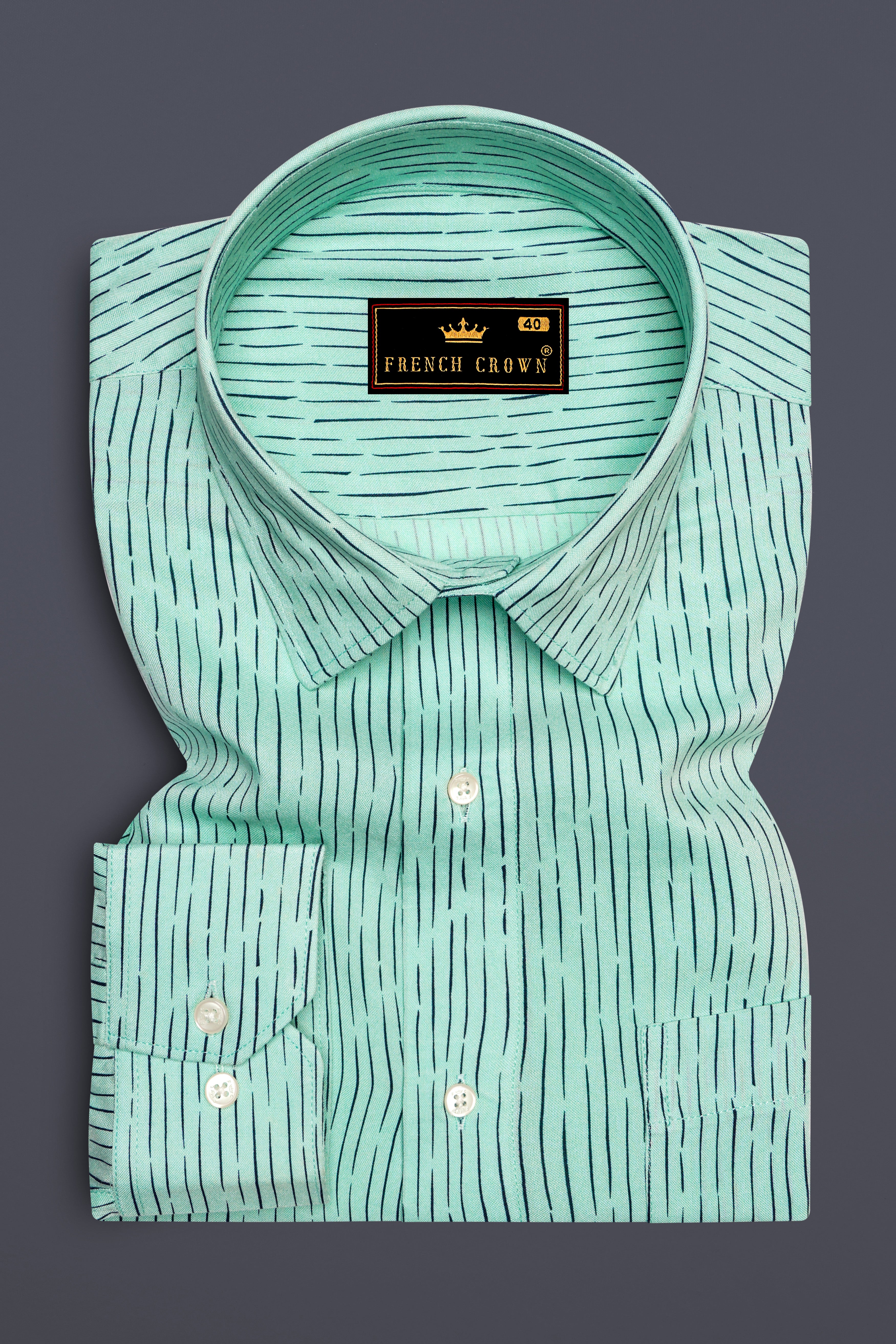 Skeptic Green Printed Tencel Shirt