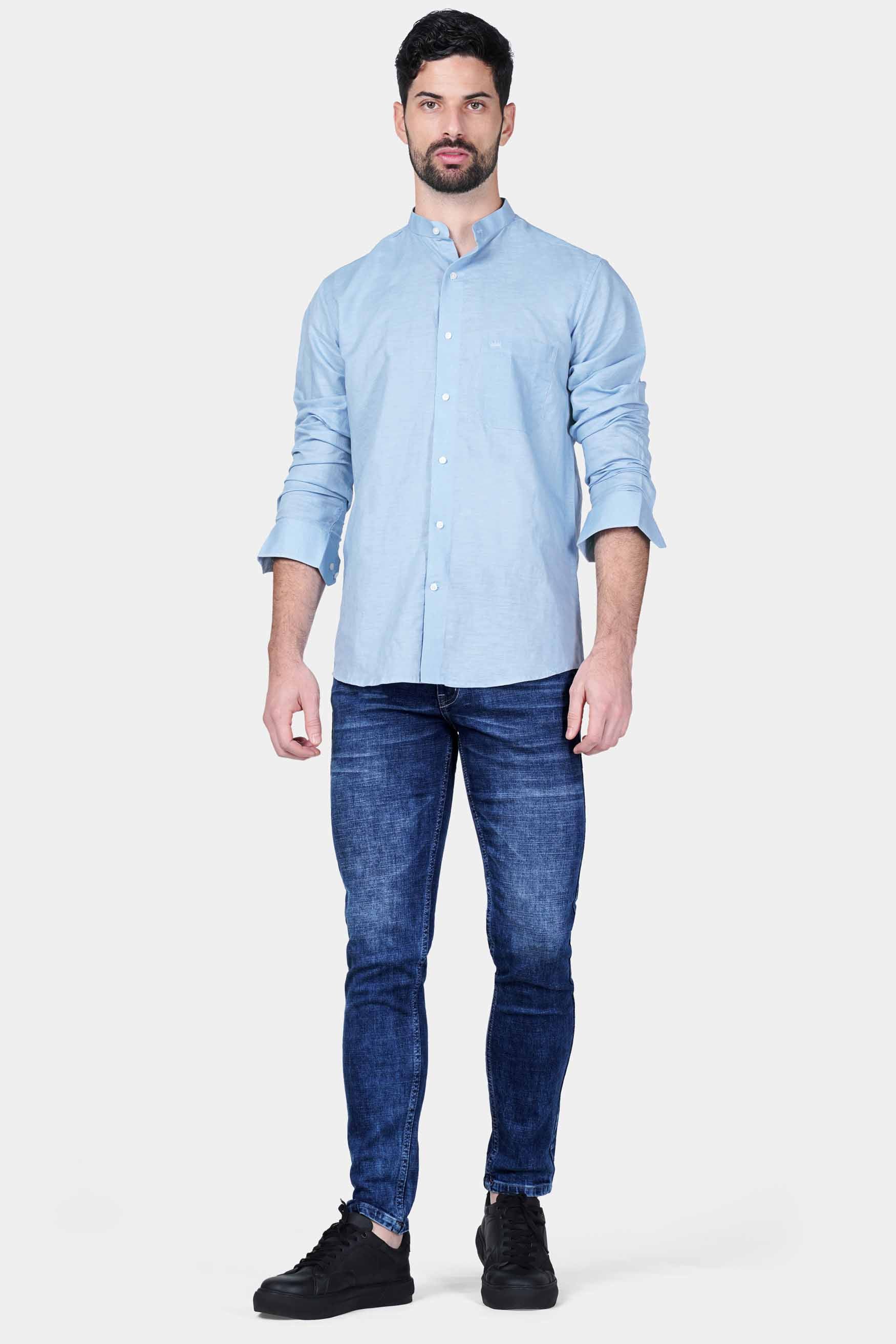 Casper Blue Hand Painted Luxurious Linen Designer Shirt 6460-M-ART-38, 6460-M-ART-H-38, 6460-M-ART-39, 6460-M-ART-H-39, 6460-M-ART-40, 6460-M-ART-H-40, 6460-M-ART-42, 6460-M-ART-H-42, 6460-M-ART-44, 6460-M-ART-H-44, 6460-M-ART-46, 6460-M-ART-H-46, 6460-M-ART-48, 6460-M-ART-H-48, 6460-M-ART-50, 6460-M-ART-H-50, 6460-M-ART-52, 6460-M-ART-H-52