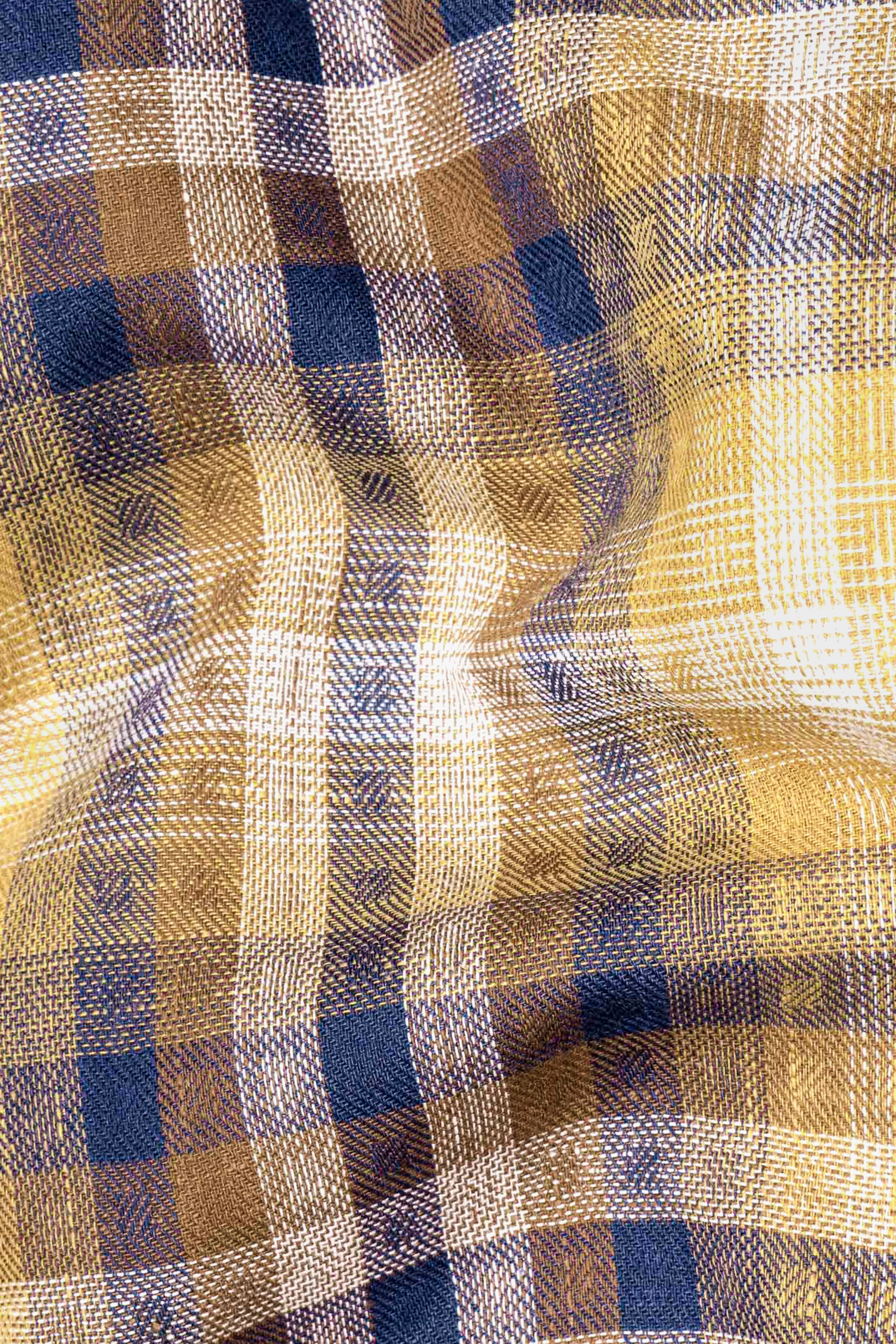 Ironstone Brown and Rhino Blue Plaid Twill Textured Premium Cotton Shirt