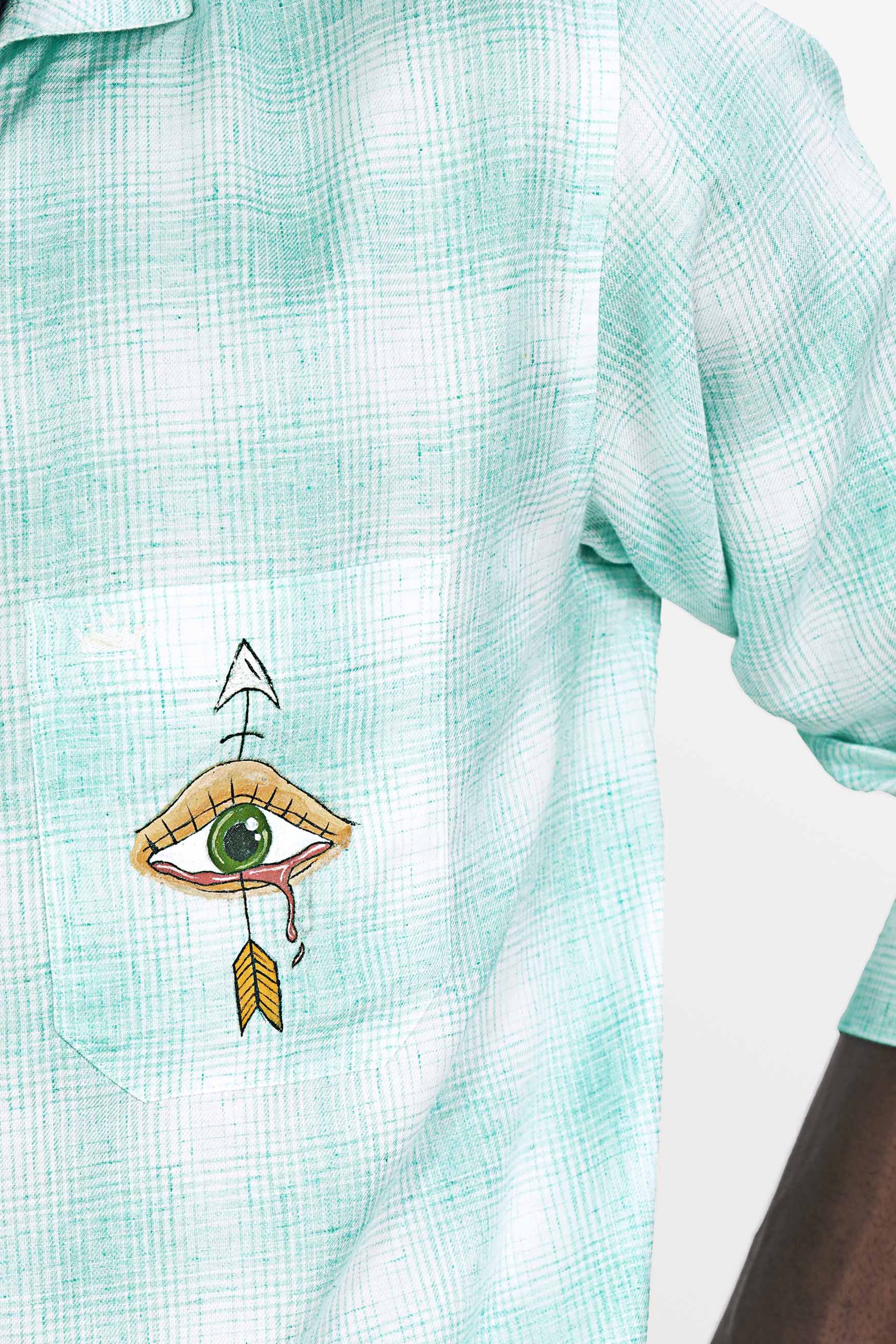 Downy Green and White Hand Painted Twill Premium Cotton Designer Shirt 6493-CA-ART-38, 6493-CA-ART-H-38, 6493-CA-ART-39, 6493-CA-ART-H-39, 6493-CA-ART-40, 6493-CA-ART-H-40, 6493-CA-ART-42, 6493-CA-ART-H-42, 6493-CA-ART-44, 6493-CA-ART-H-44, 6493-CA-ART-46, 6493-CA-ART-H-46, 6493-CA-ART-48, 6493-CA-ART-H-48, 6493-CA-ART-50, 6493-CA-ART-H-50, 6493-CA-ART-52, 6493-CA-ART-H-52