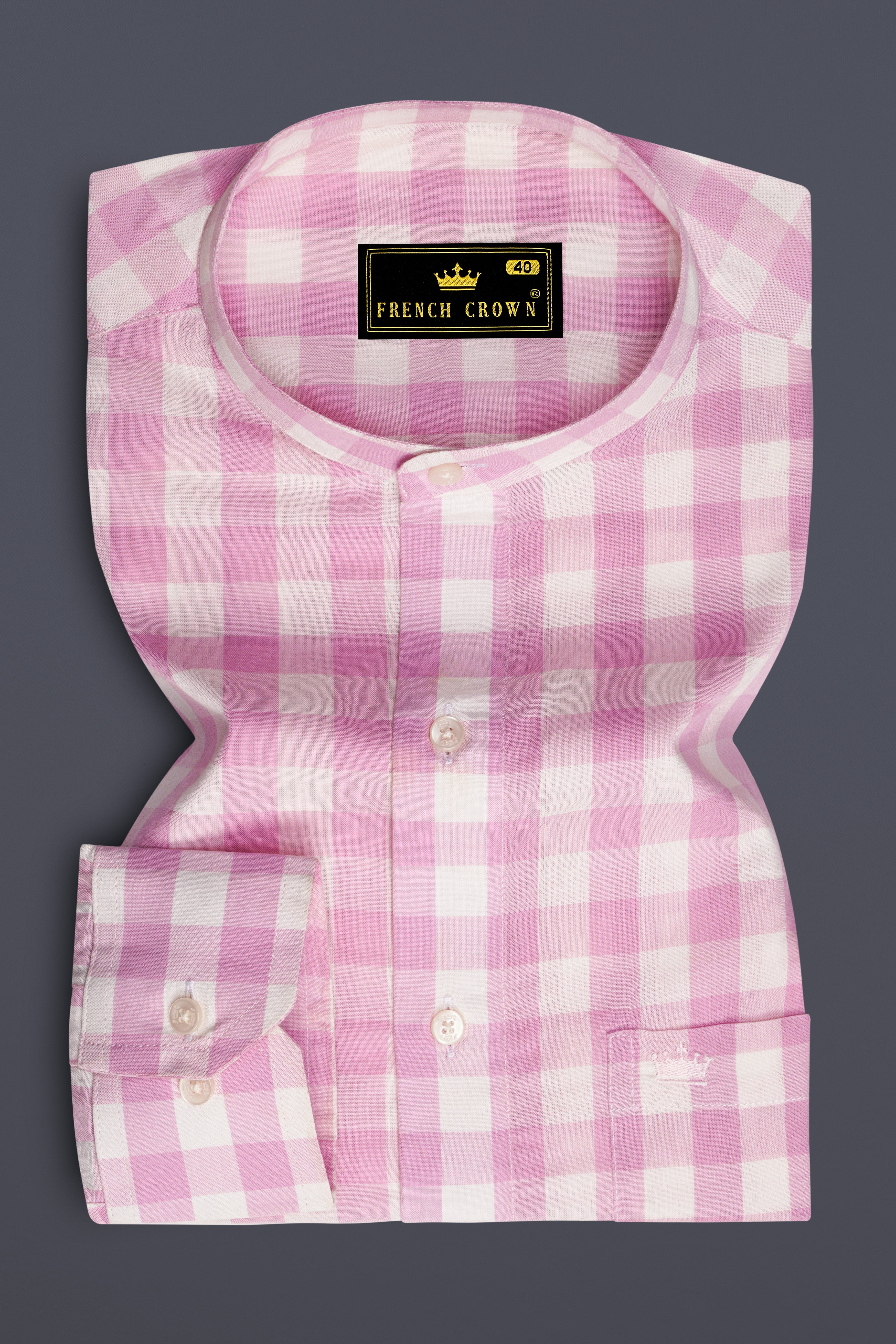 Chantilly Pink and White Checkered Premium Cotton Shirt