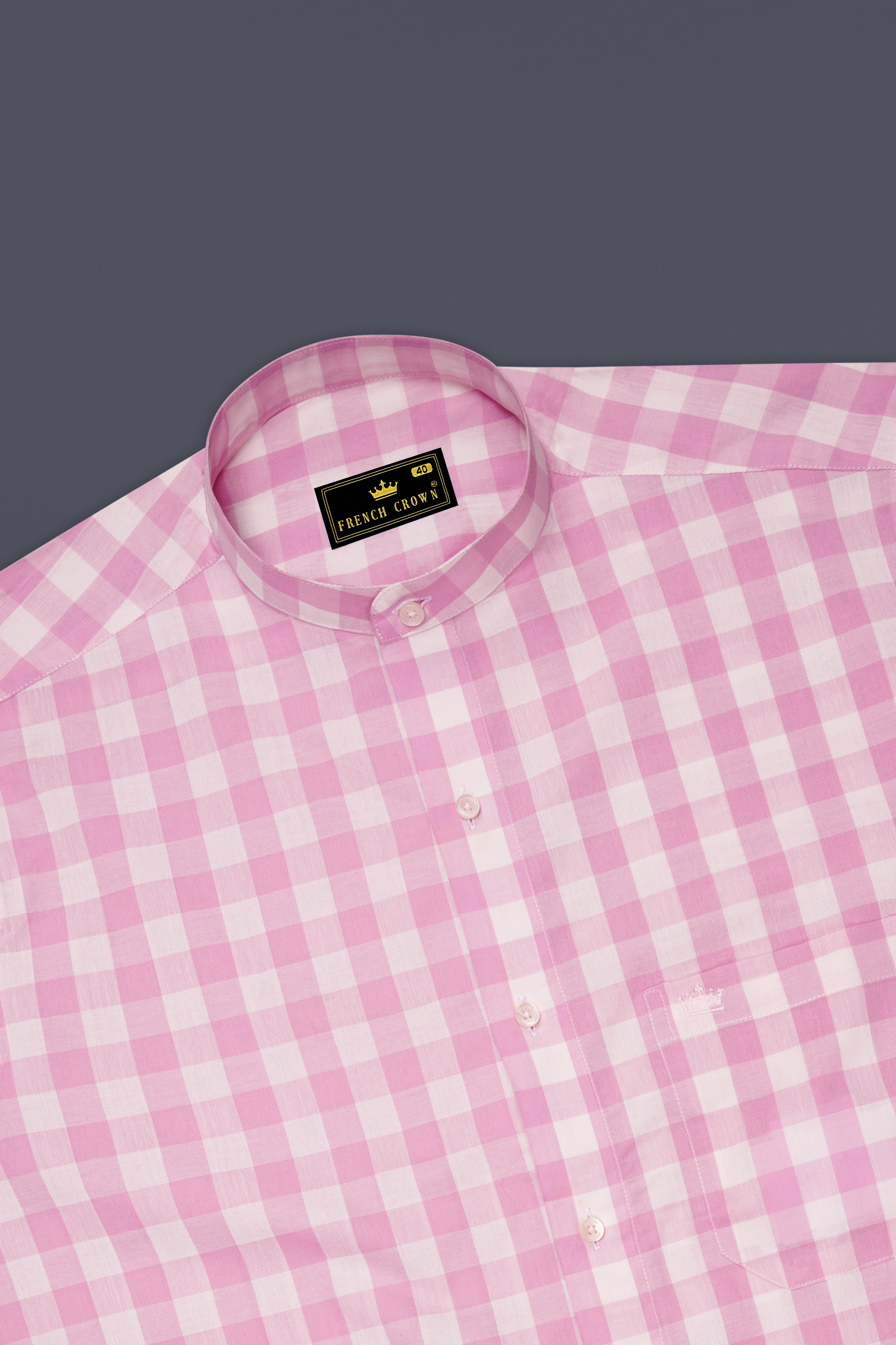 Chantilly Pink and White Checkered Premium Cotton Shirt