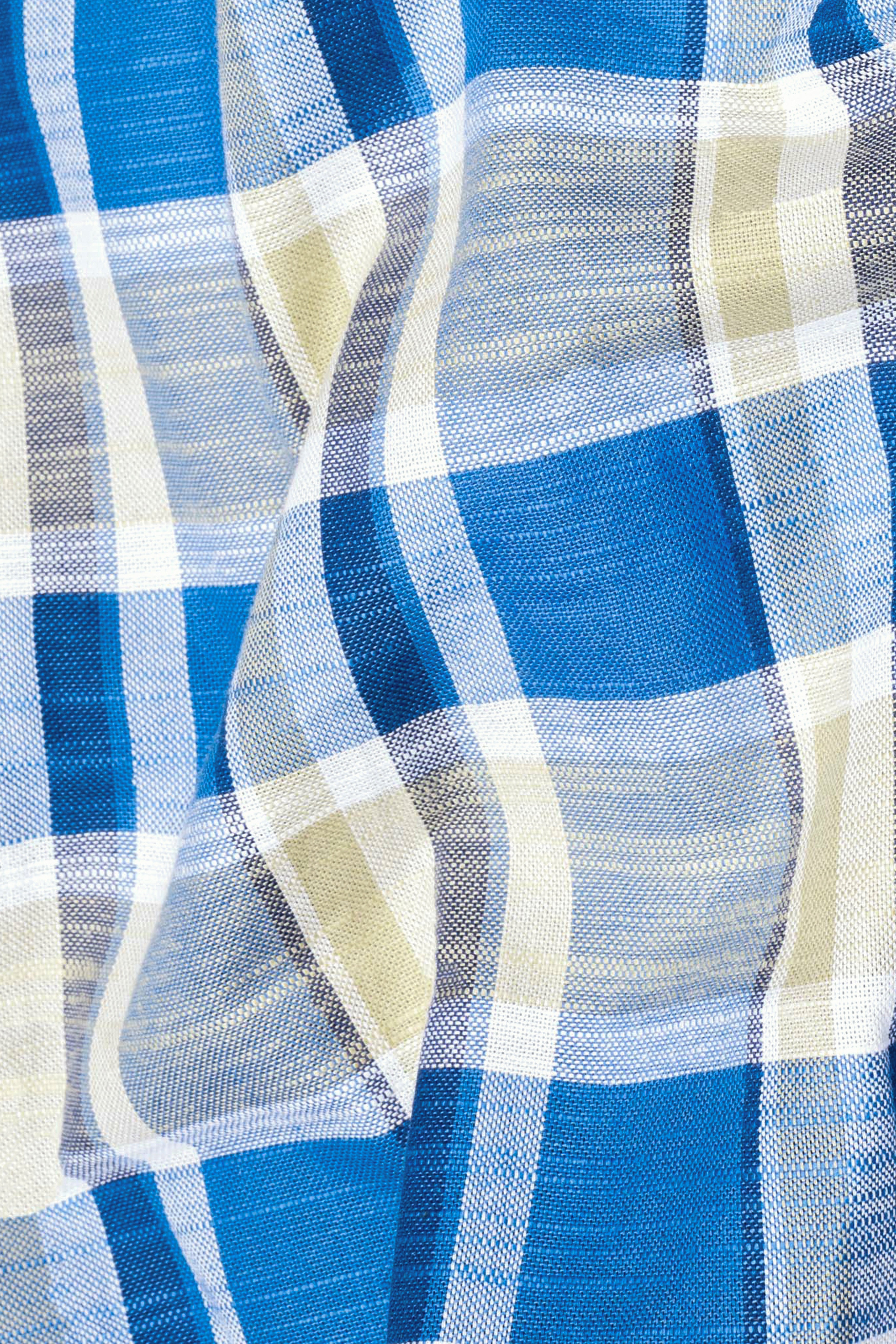 Cararra with Shakespeare Blue Plaid Luxurious Linen Shirt