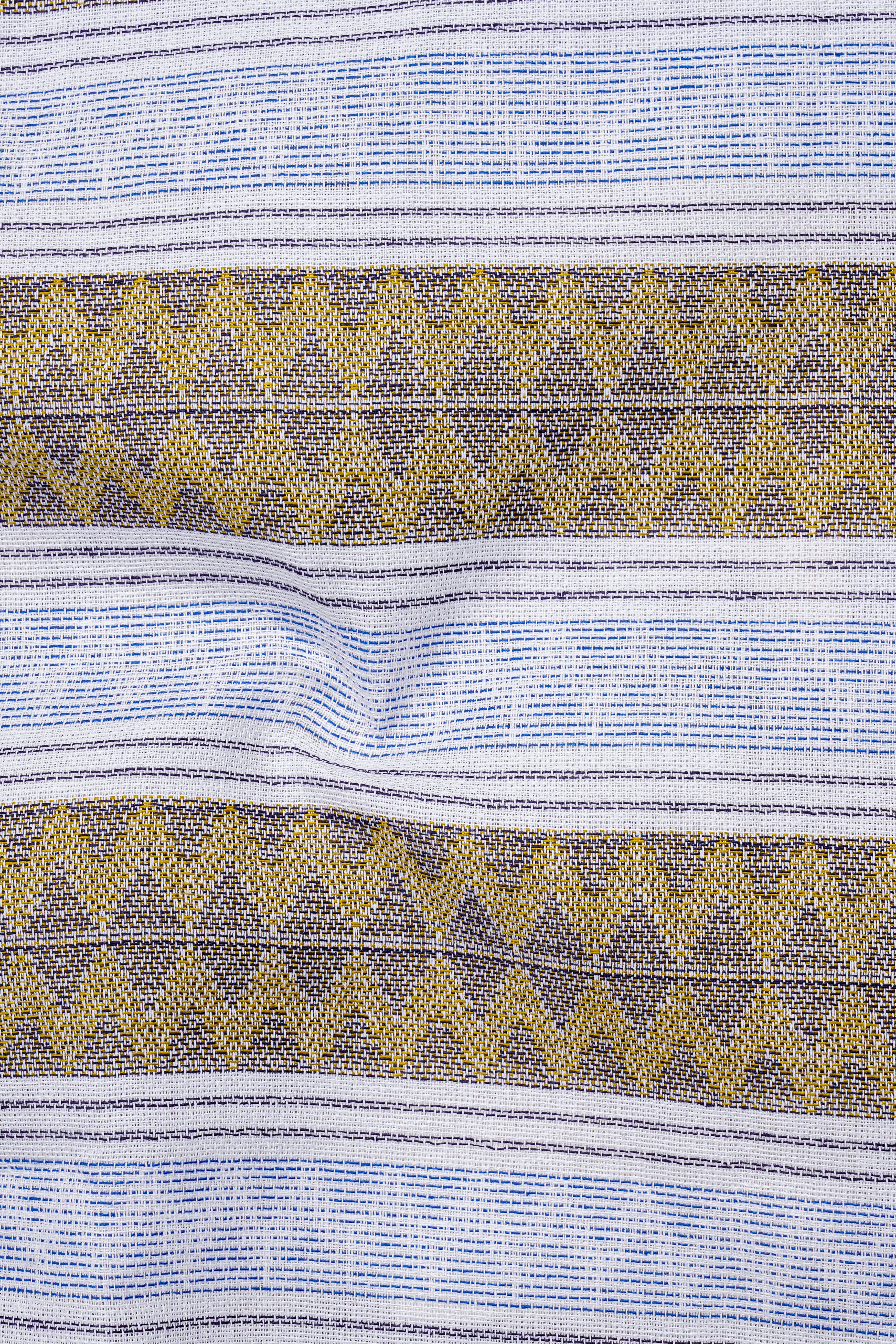 Bright White with Brown Dobby Textured Premium Cotton Overshirt/Shacket