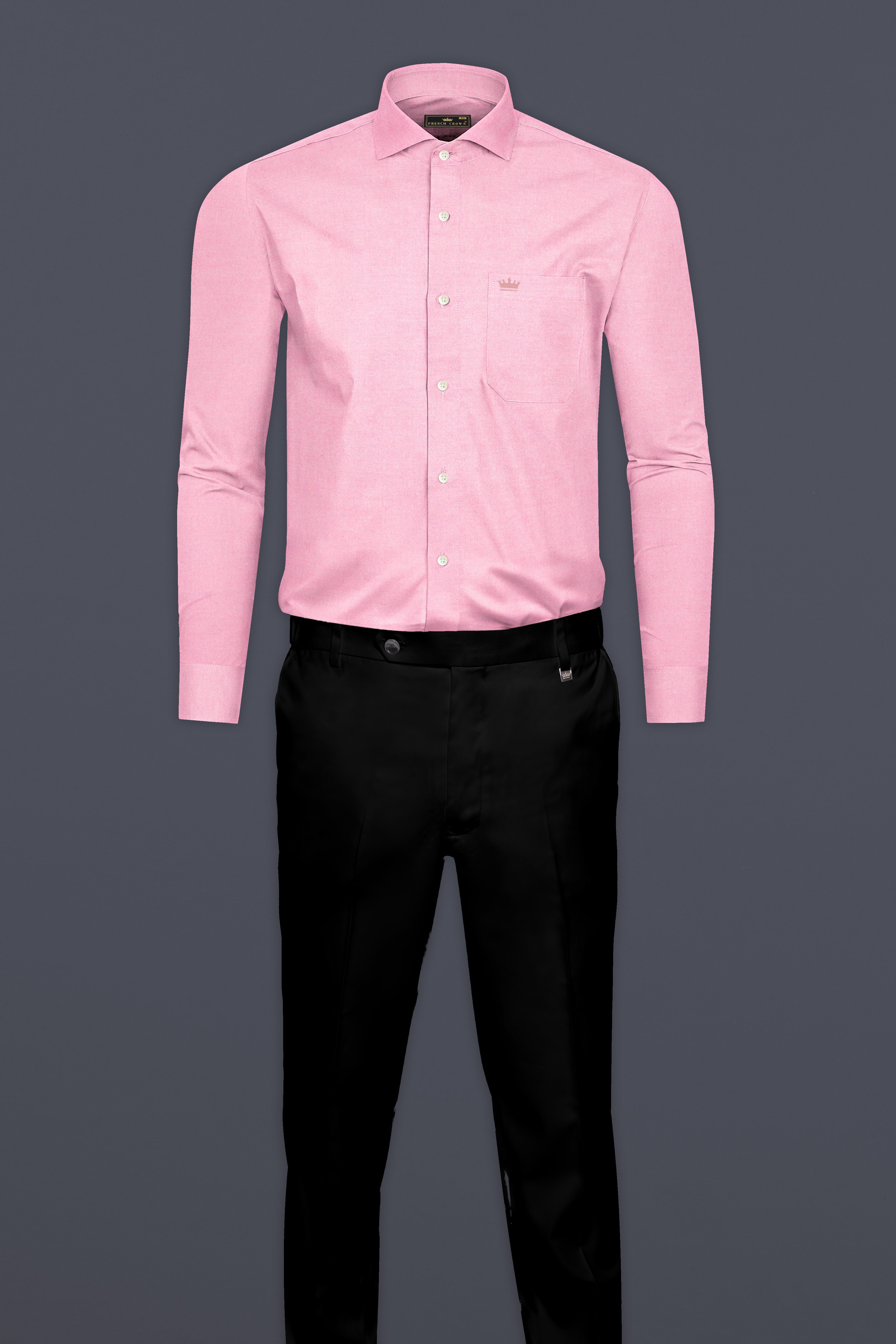 Sundown Pink Dobby Textured Premium Giza Cotton Shirt