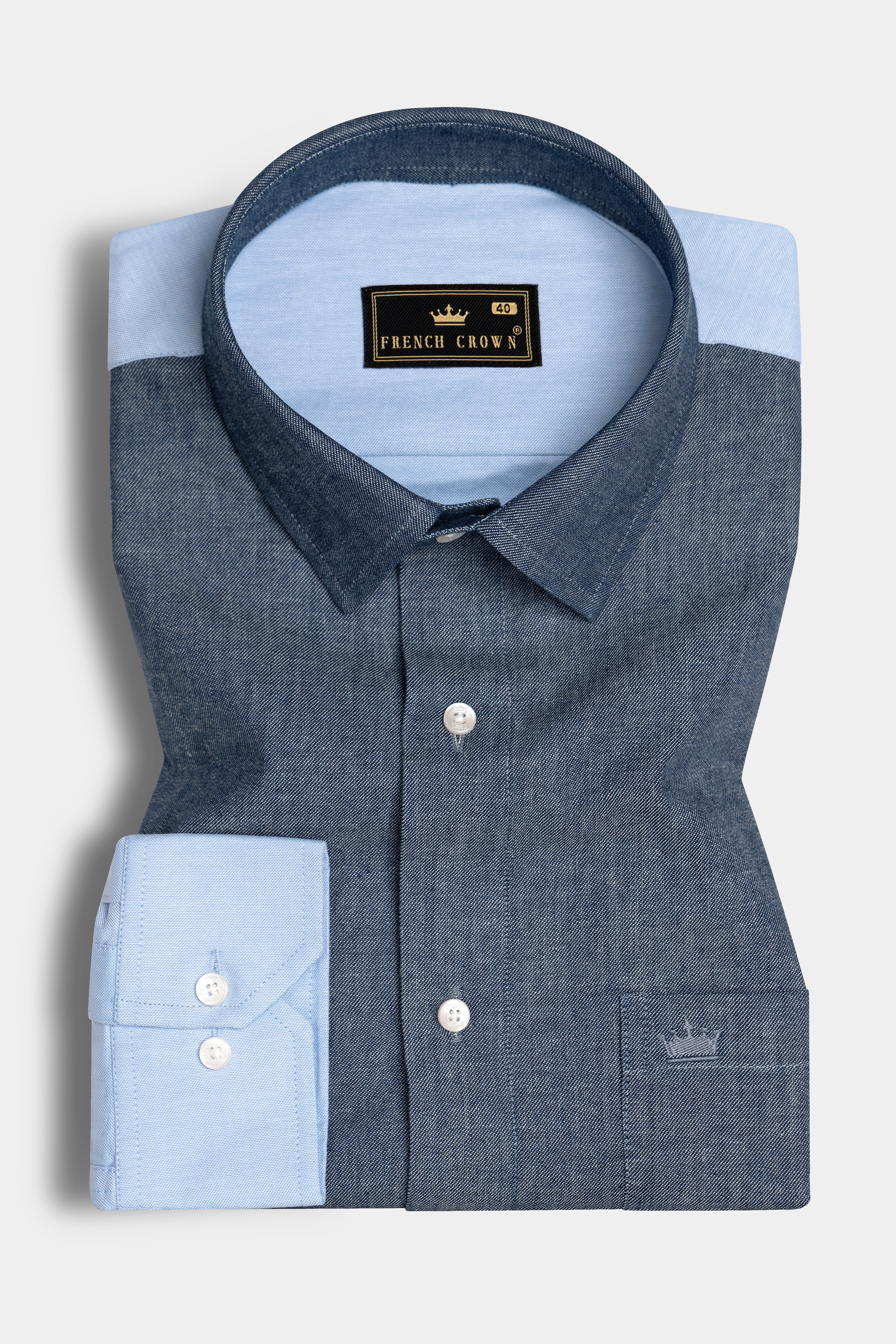 Manatee Grey with Sky Designer Oxford Shirt