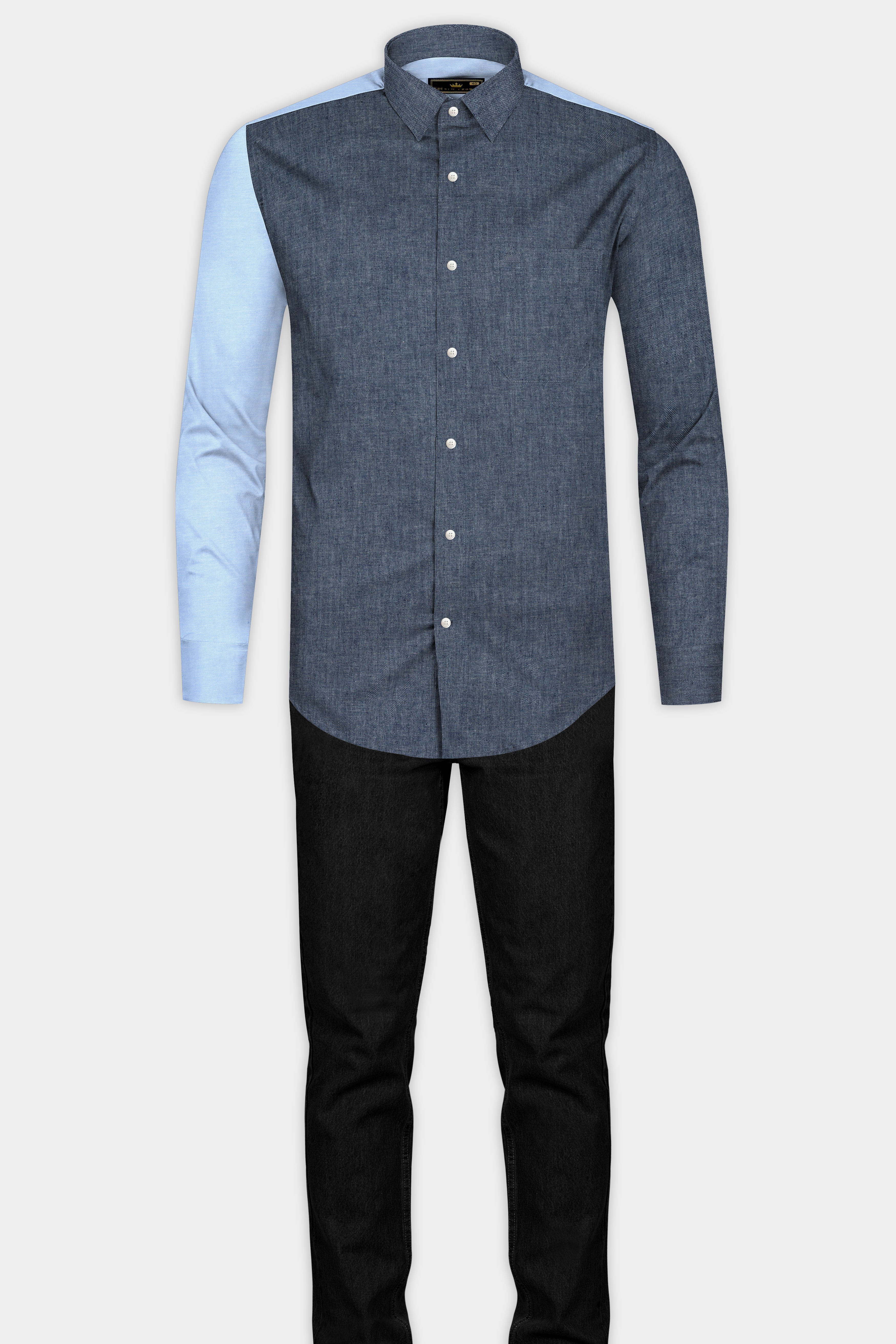 Manatee Grey with Sky Designer Oxford Shirt