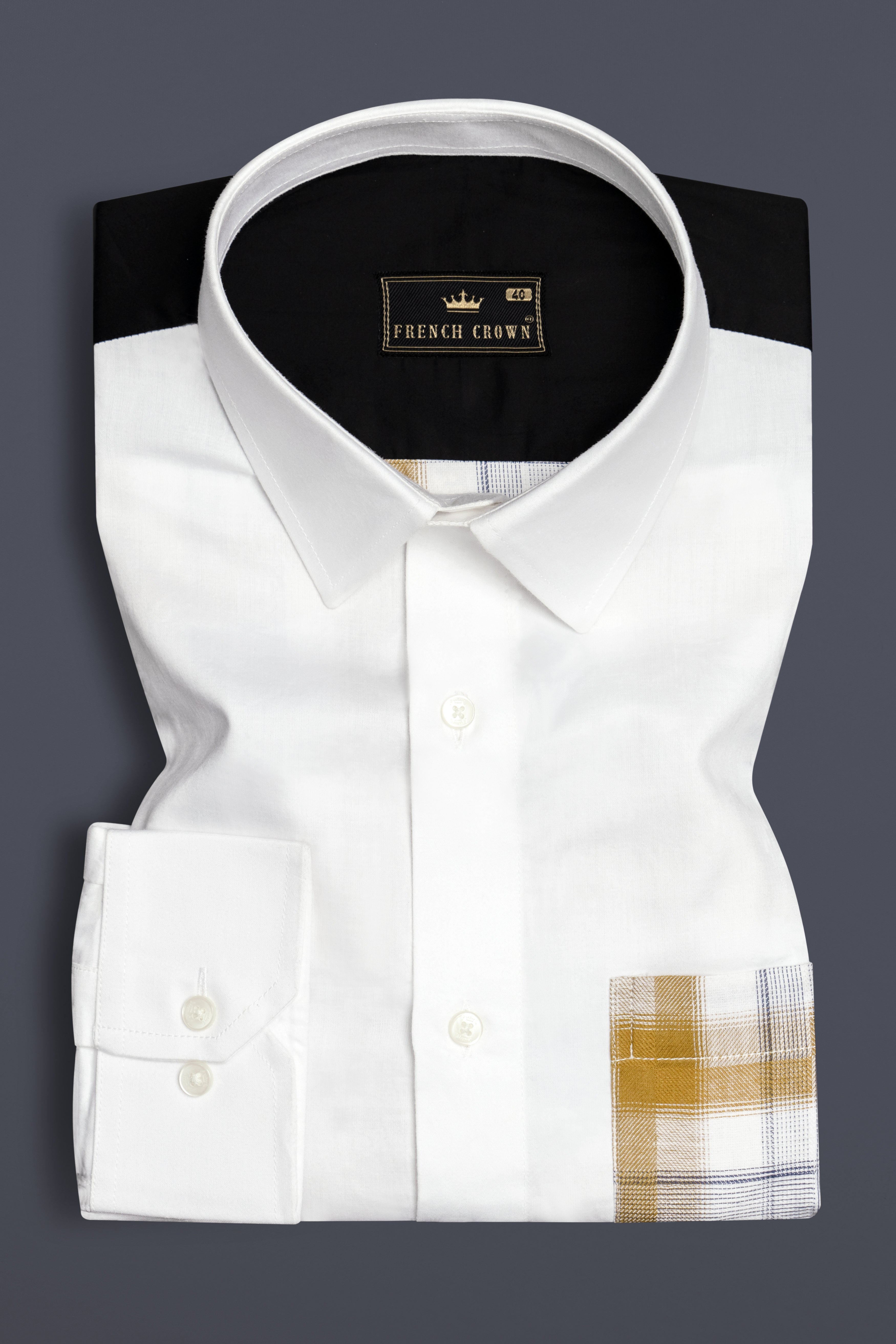 Bright White with Checkered Back Super Soft Premium Cotton Shirt