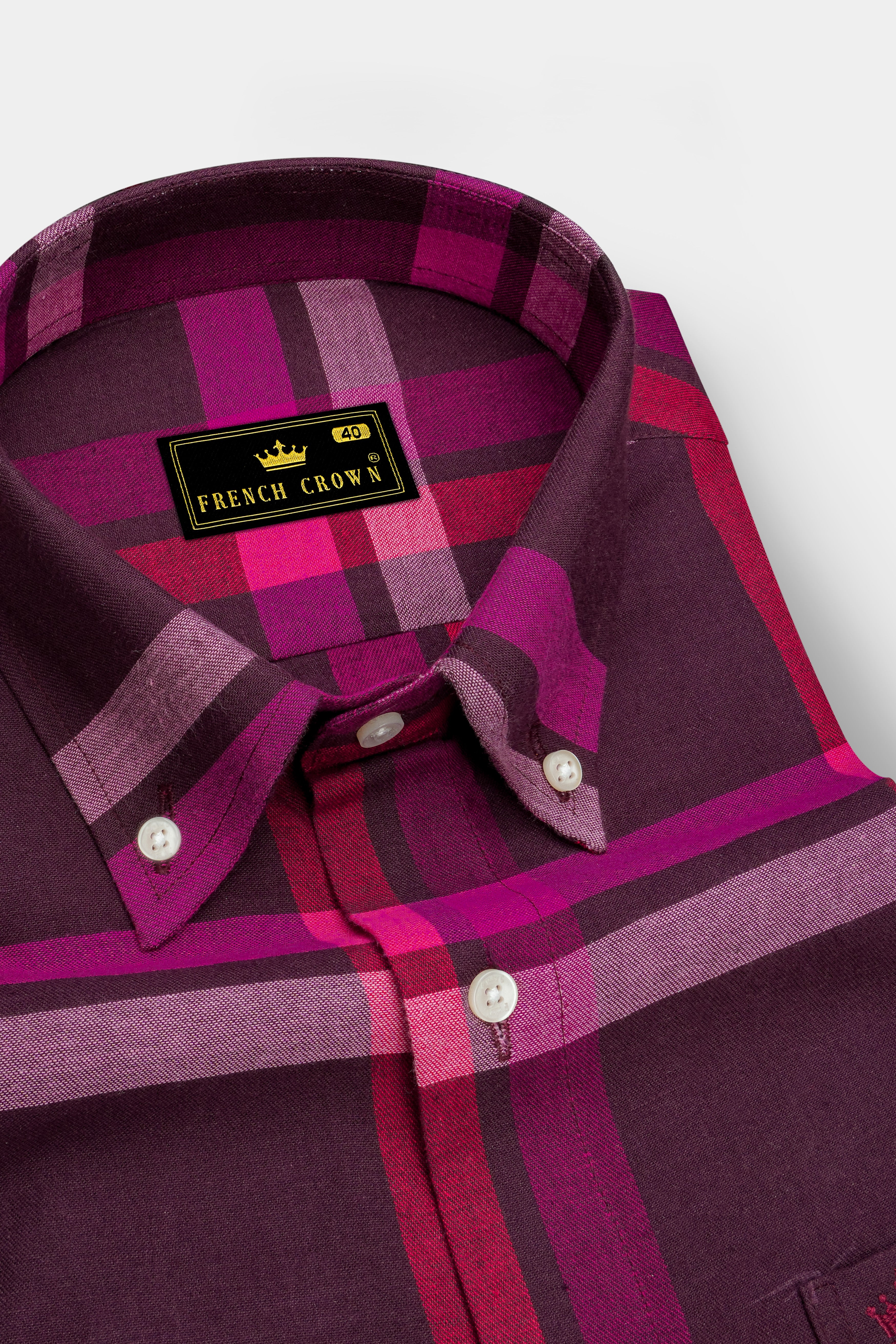 Wine Berry with Plum Velvet Plaid Flannel Shirt