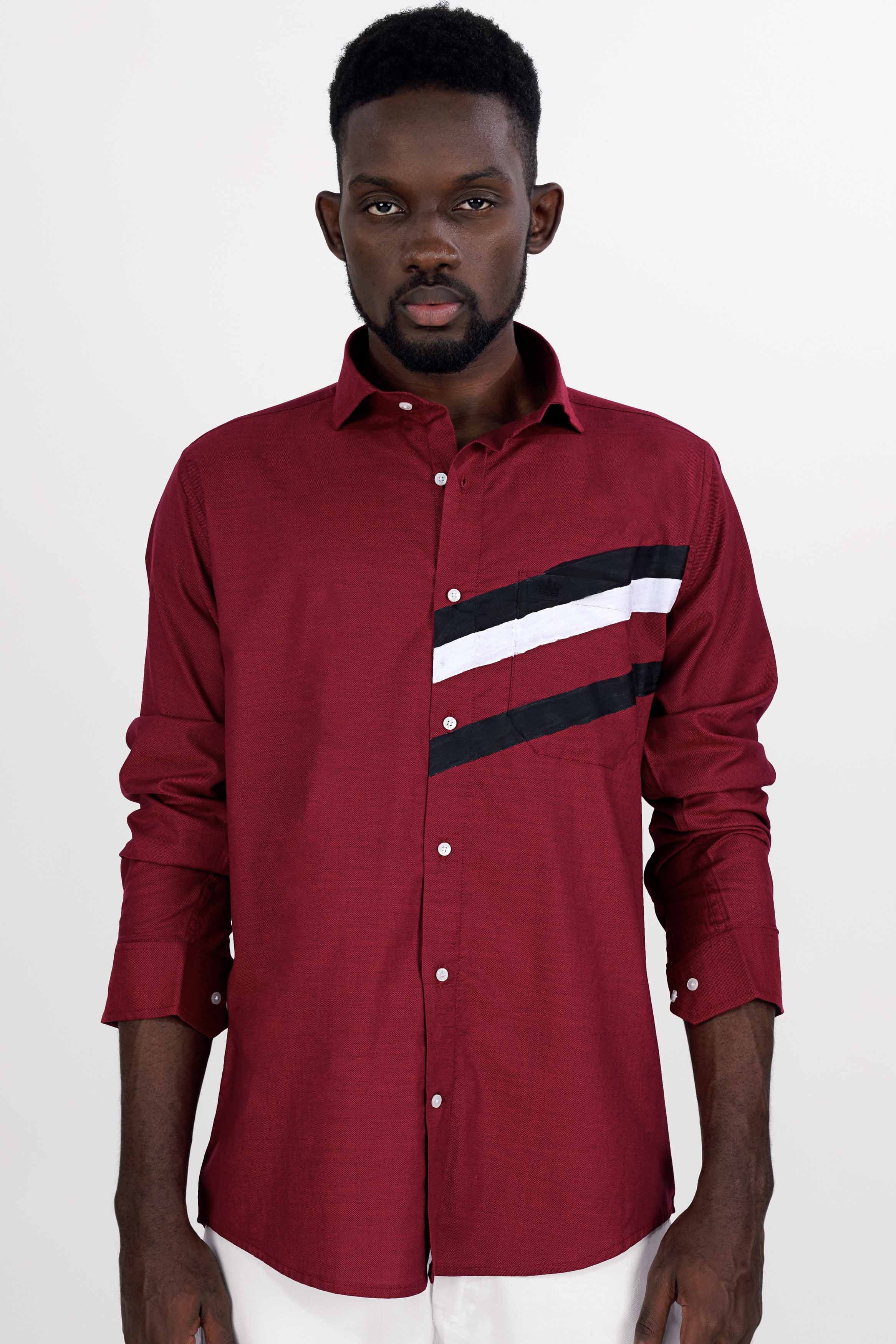 Bordeaux Maroon with Black and White Hand Painted Dobby Premium Giza Cotton Designer Shirt 6682-CA-ART-38, 6682-CA-ART-H-38, 6682-CA-ART-39, 6682-CA-ART-H-39, 6682-CA-ART-40, 6682-CA-ART-H-40, 6682-CA-ART-42, 6682-CA-ART-H-42, 6682-CA-ART-44, 6682-CA-ART-H-44, 6682-CA-ART-46, 6682-CA-ART-H-46, 6682-CA-ART-48, 6682-CA-ART-H-48, 6682-CA-ART-50, 6682-CA-ART-H-50, 6682-CA-ART-52, 6682-CA-ART-H-52