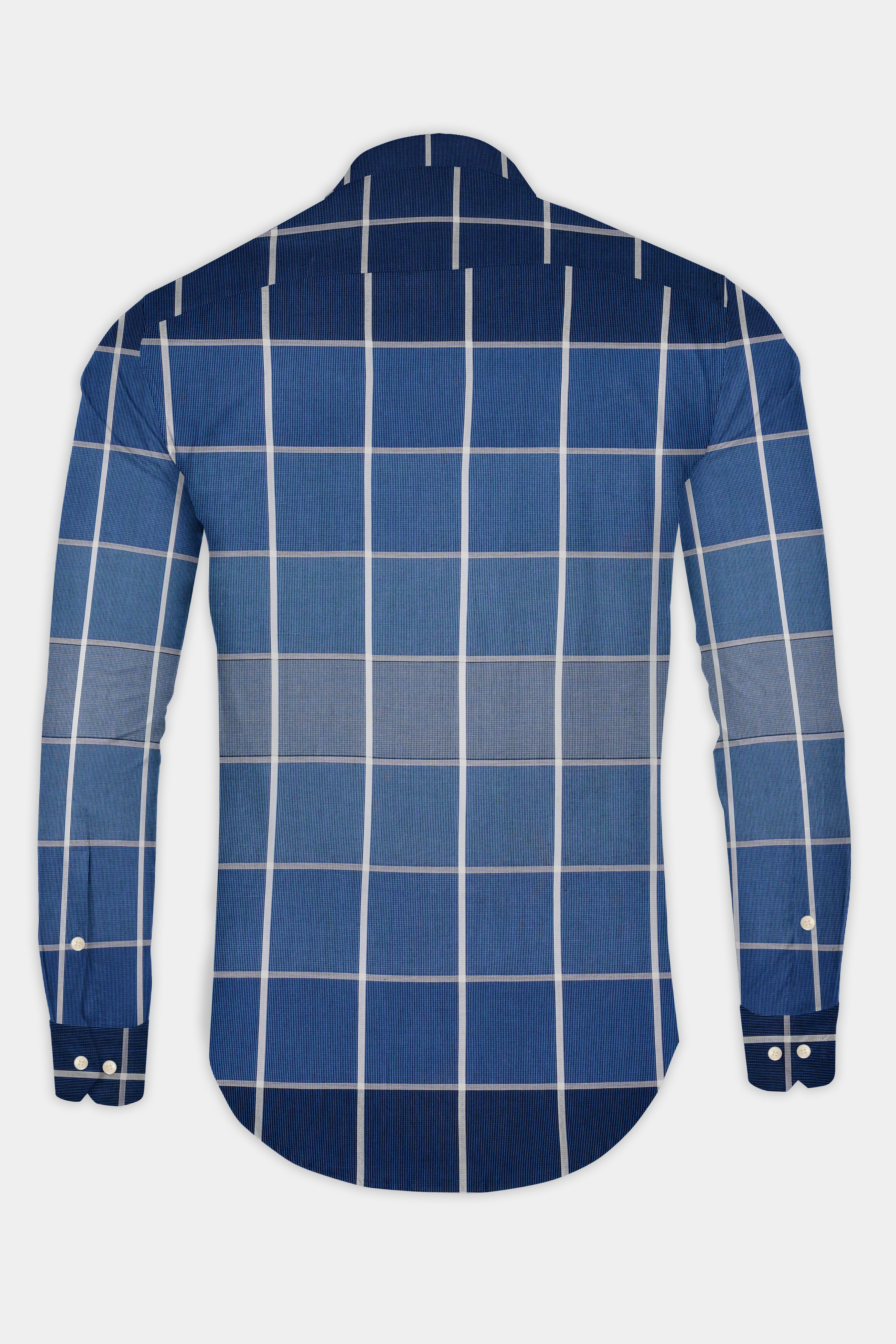 Fun Blue and White Windowpane Premium Cotton Shirt