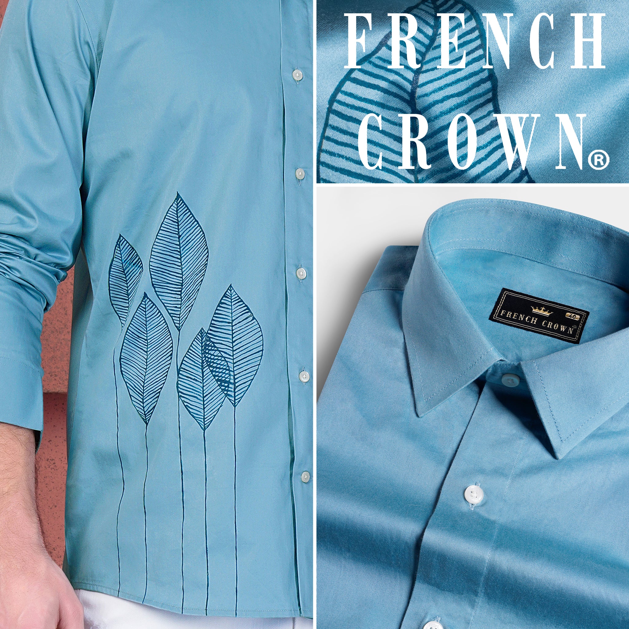 Blue Leaves Swiss Shirt