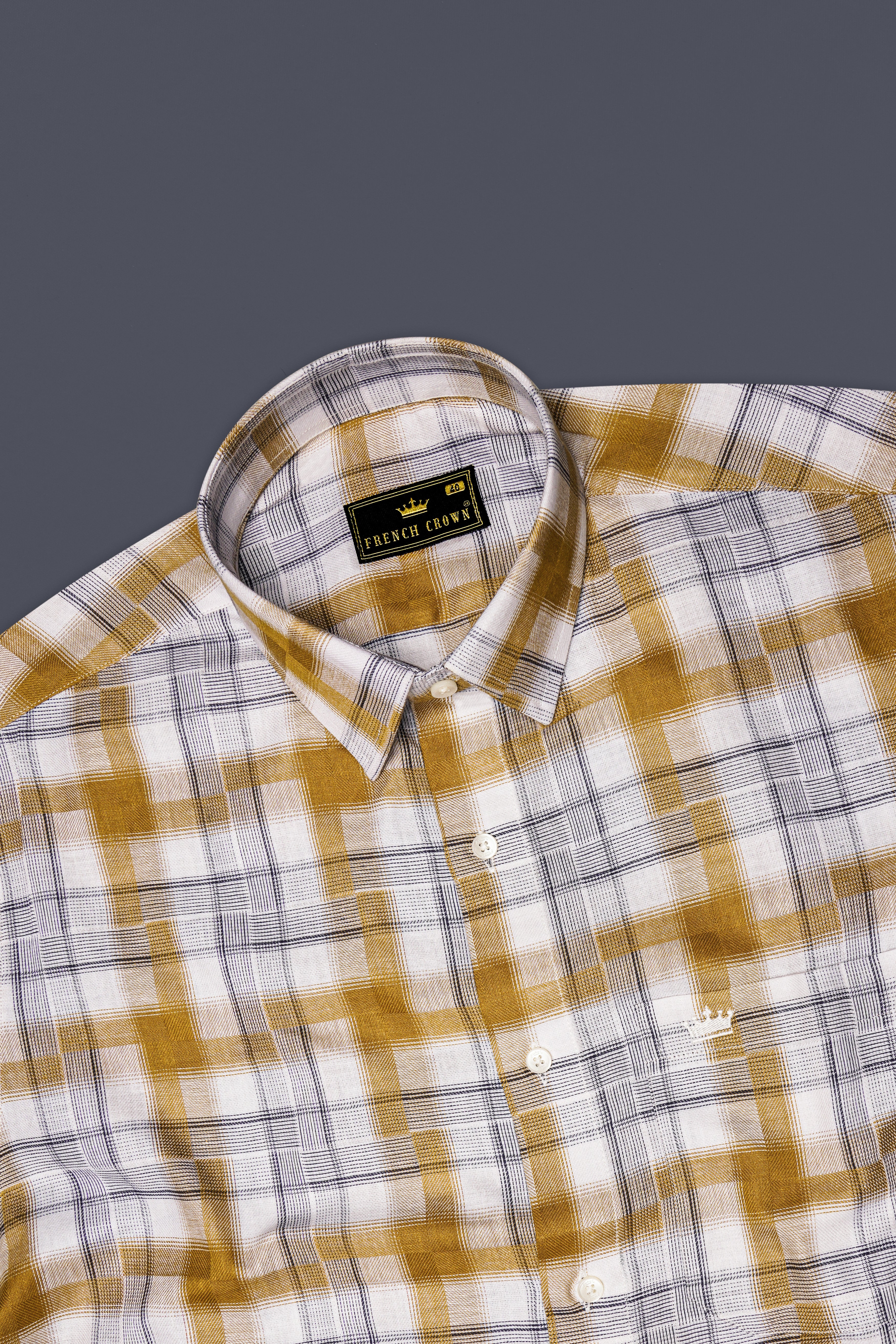 Guitar with Rhino Blue Twill Plaid Premium Cotton Shirt