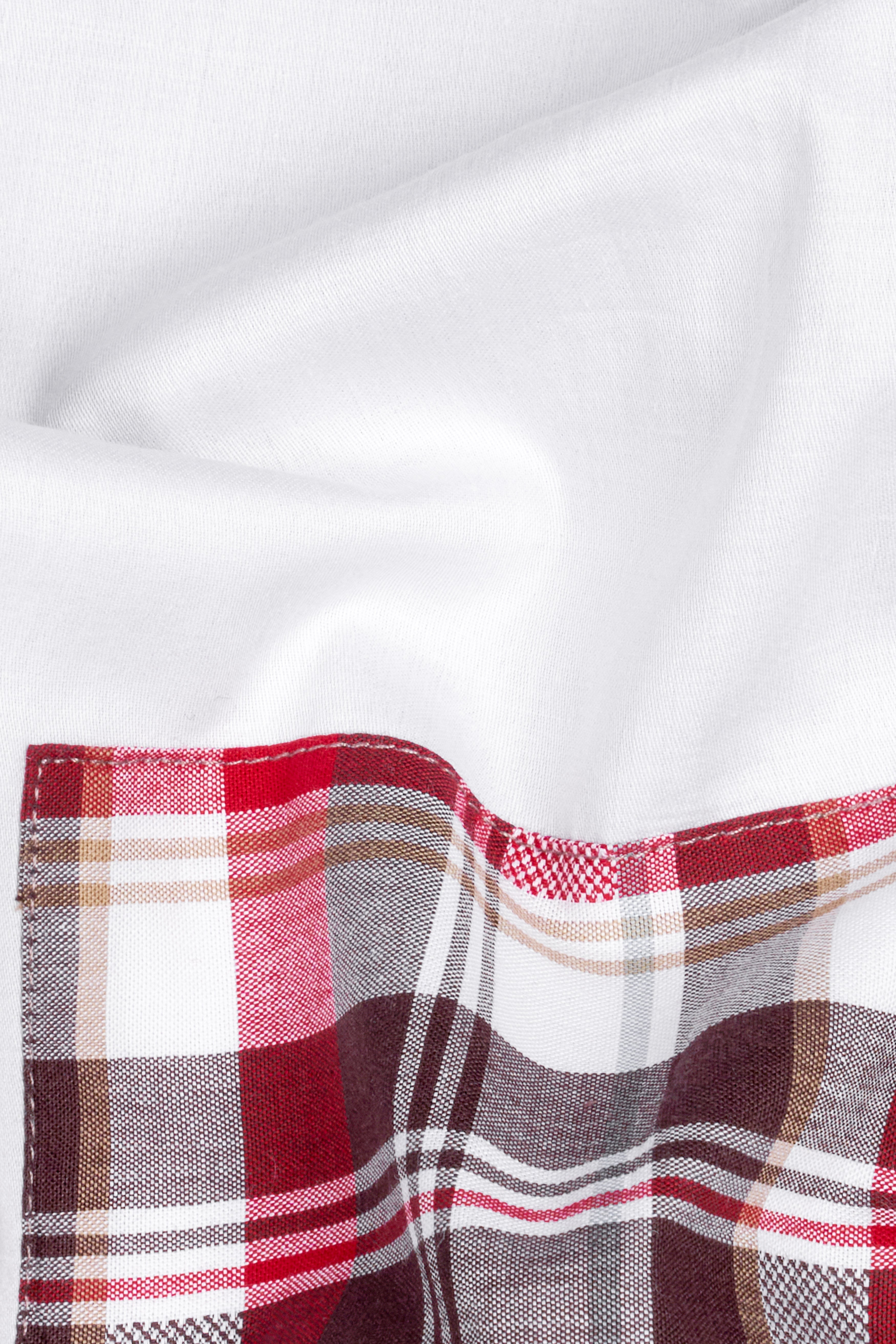 Bright White and Persian Plum Red Checkered with Lion Printed Super Soft Premium Cotton Designer Shirt