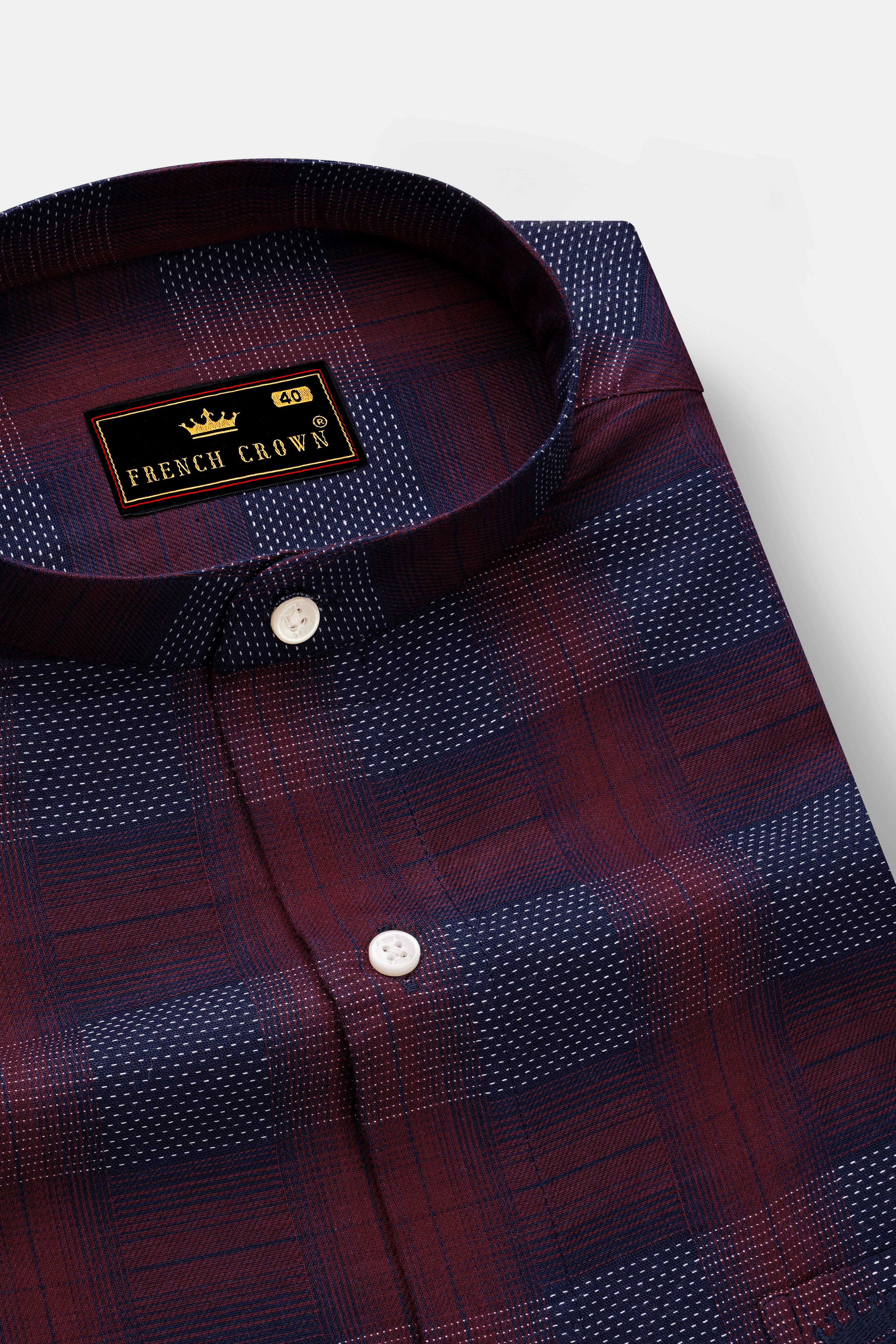 Claret Red with East Bay Twill Plaid Premium Cotton Shirt