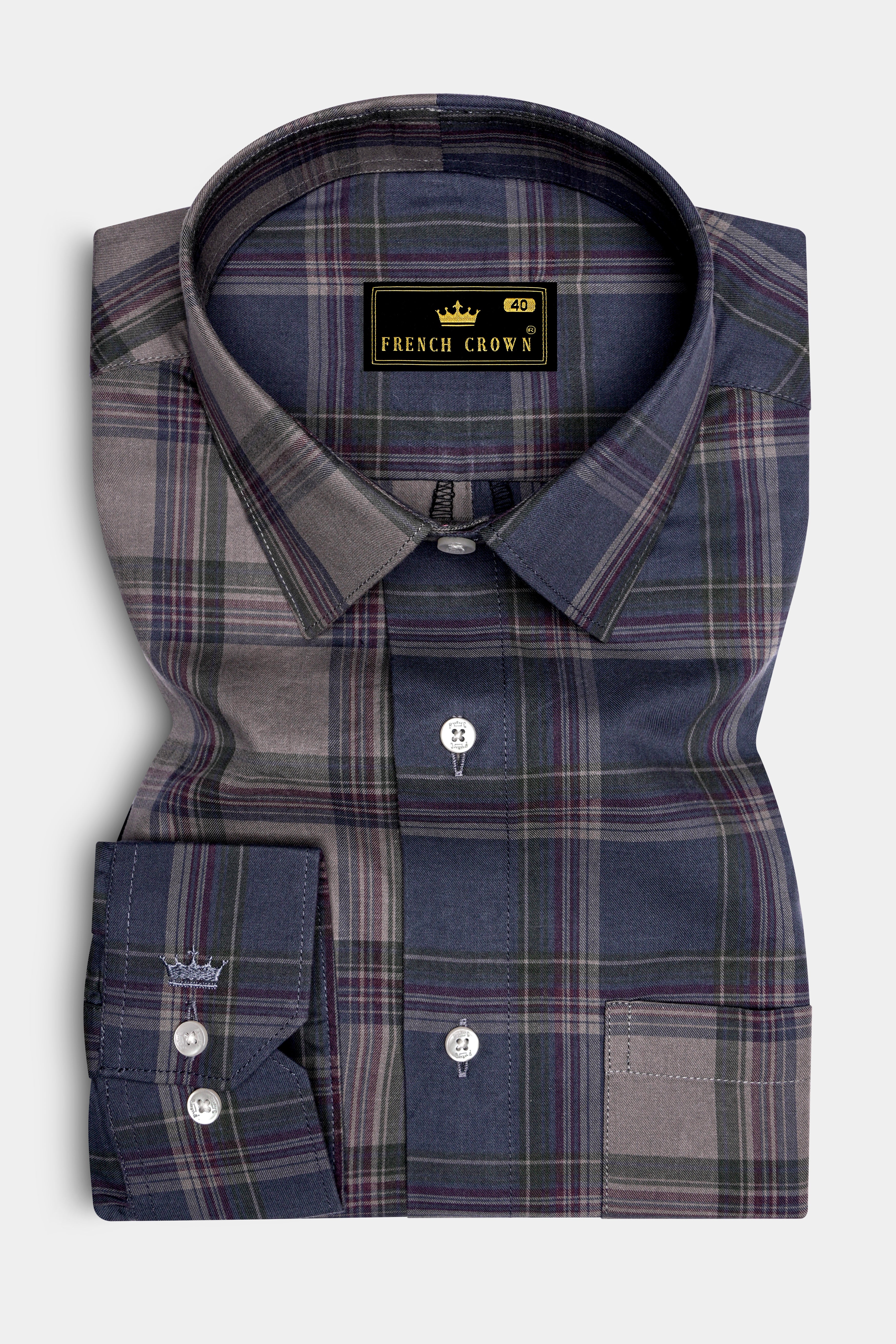 Venus with Cadet Blue Plaid Premium Cotton Shirt