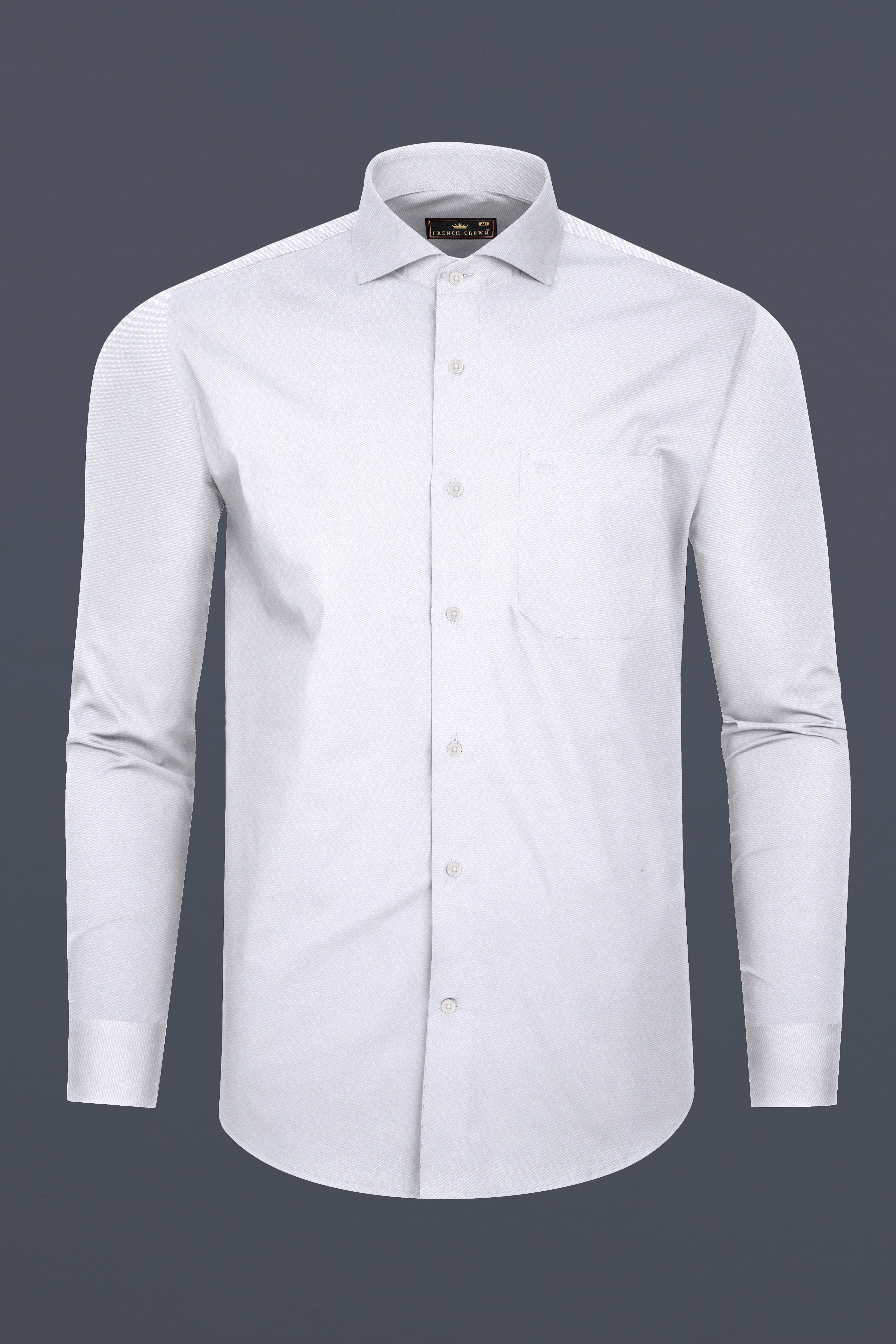 White Smoke Subtle Rhombus Printed Premium Cotton Shirt