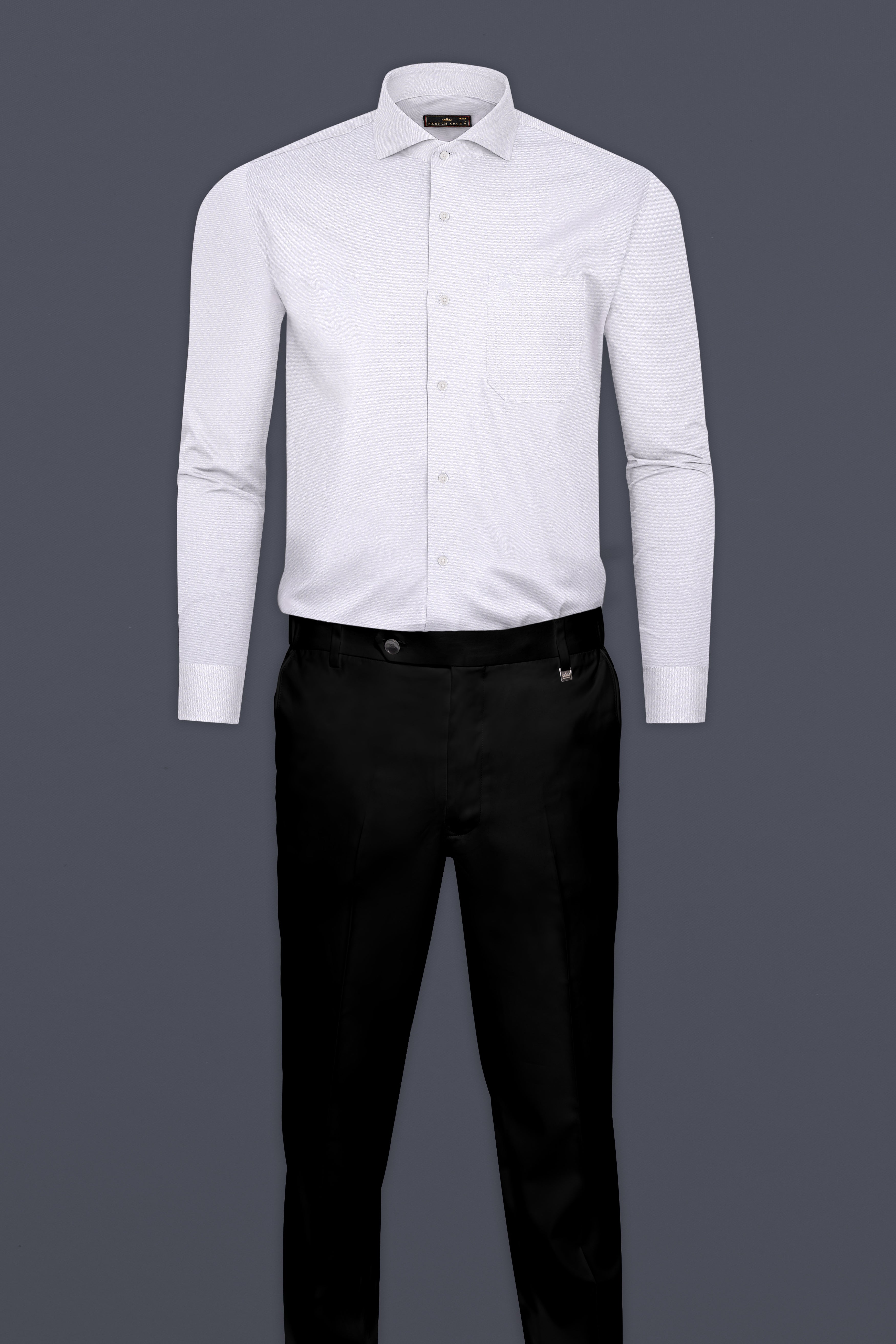 White Smoke Subtle Rhombus Printed Premium Cotton Shirt
