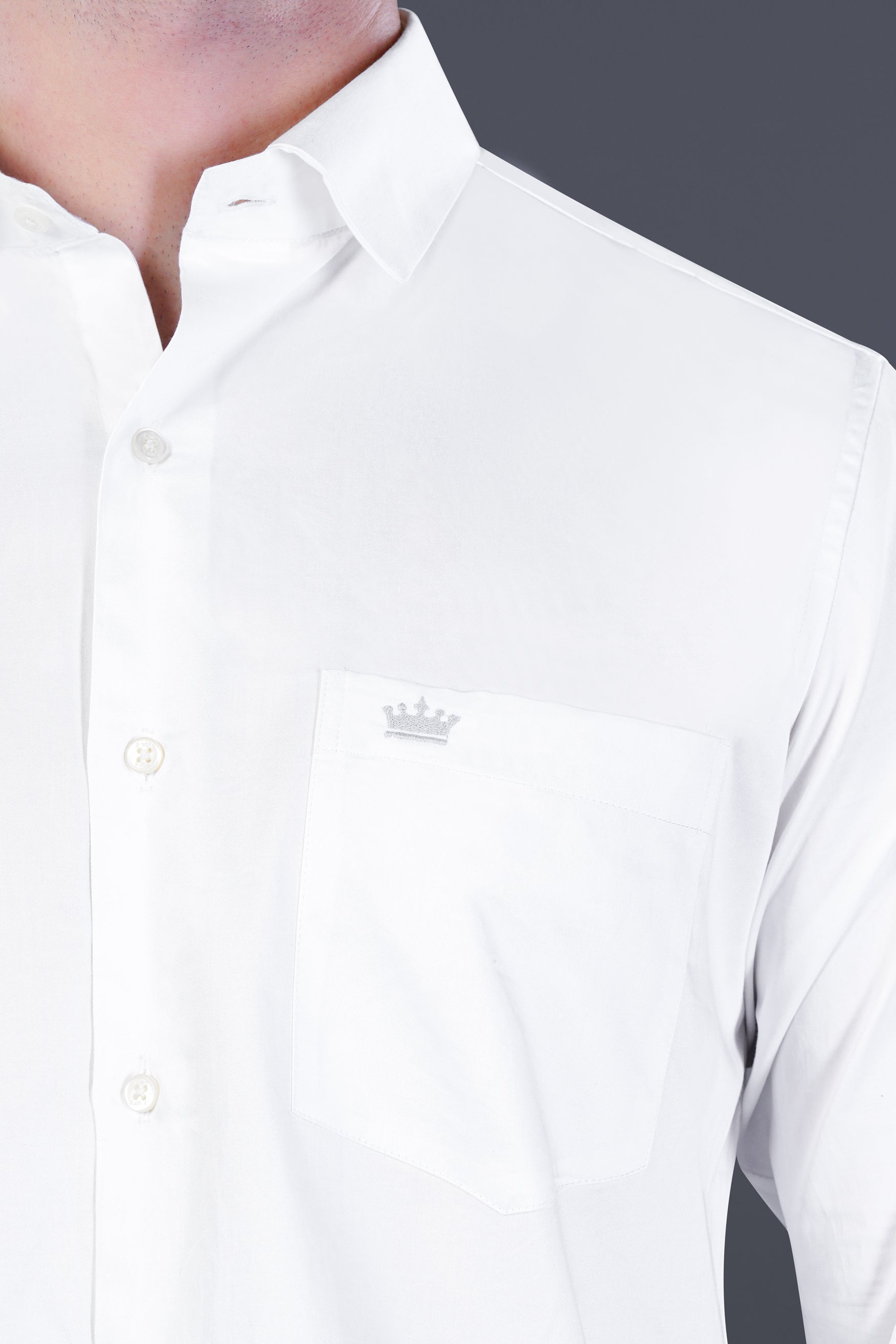 Bright White Subtle Sheen with leather elbow patch Super Soft Premium Cotton Shirt