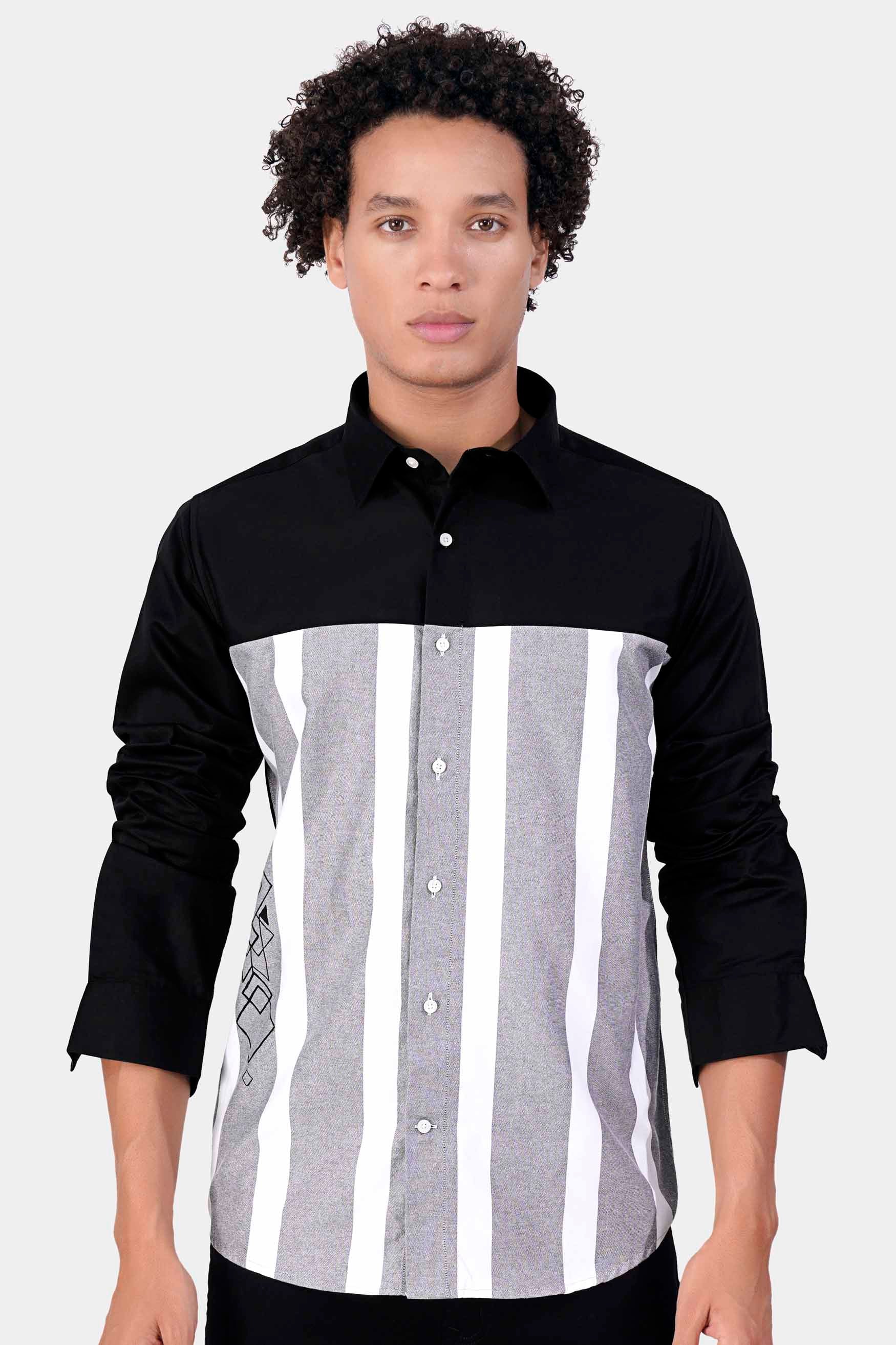 Jade Black with White and Nevada Gray Hand Painted Subtle Sheen Super Soft Premium Cotton Designer Shirt 6864-P125-ART-38, 6864-P125-ART-H-38, 6864-P125-ART-39, 6864-P125-ART-H-39, 6864-P125-ART-40, 6864-P125-ART-H-40, 6864-P125-ART-42, 6864-P125-ART-H-42, 6864-P125-ART-44, 6864-P125-ART-H-44, 6864-P125-ART-46, 6864-P125-ART-H-46, 6864-P125-ART-48, 6864-P125-ART-H-48, 6864-P125-ART-50, 6864-P125-ART-H-50, 6864-P125-ART-52, 6864-P125-ART-H-52