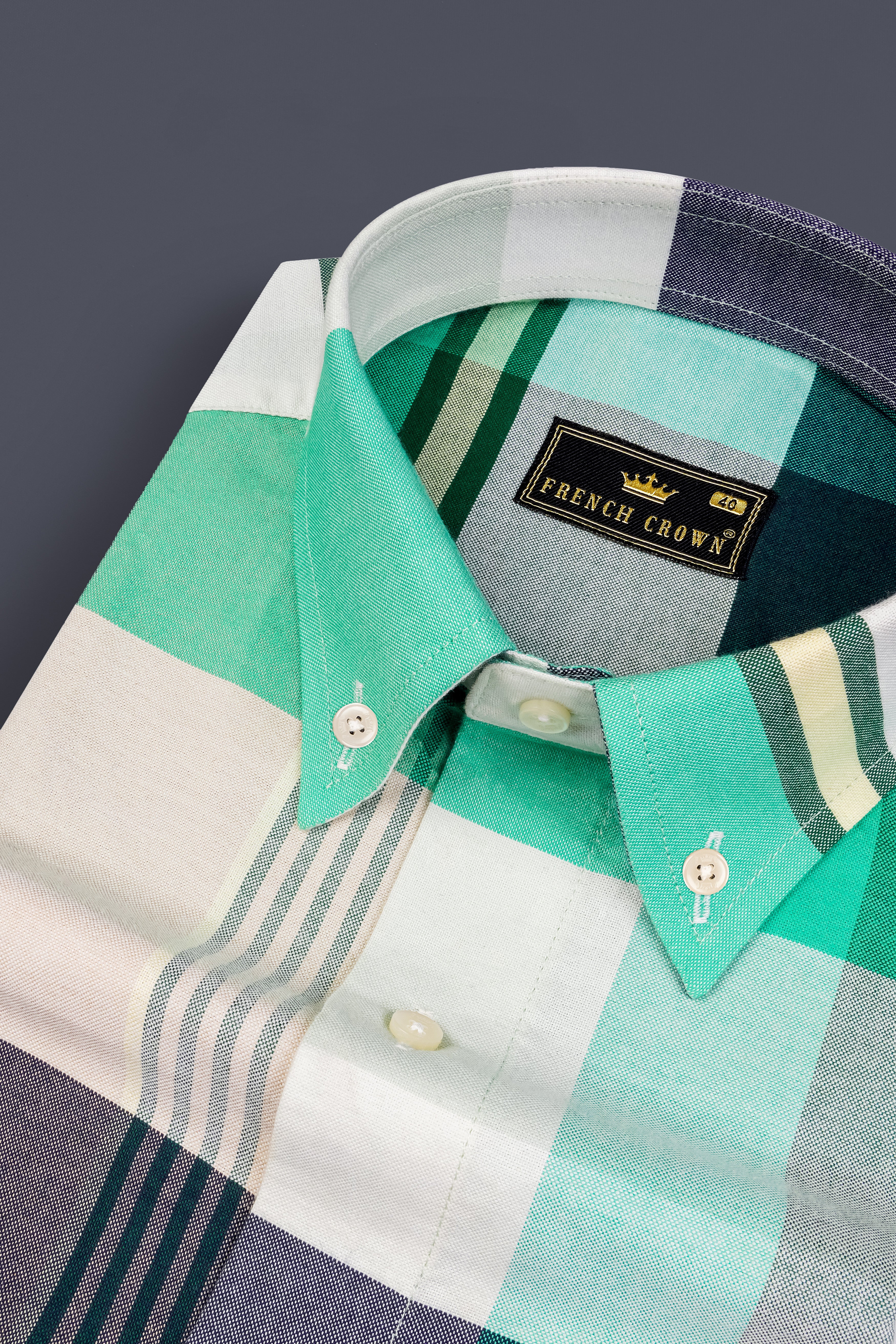 Wenge Gray with Eden Green Multicolour Royal Oxford Shirt