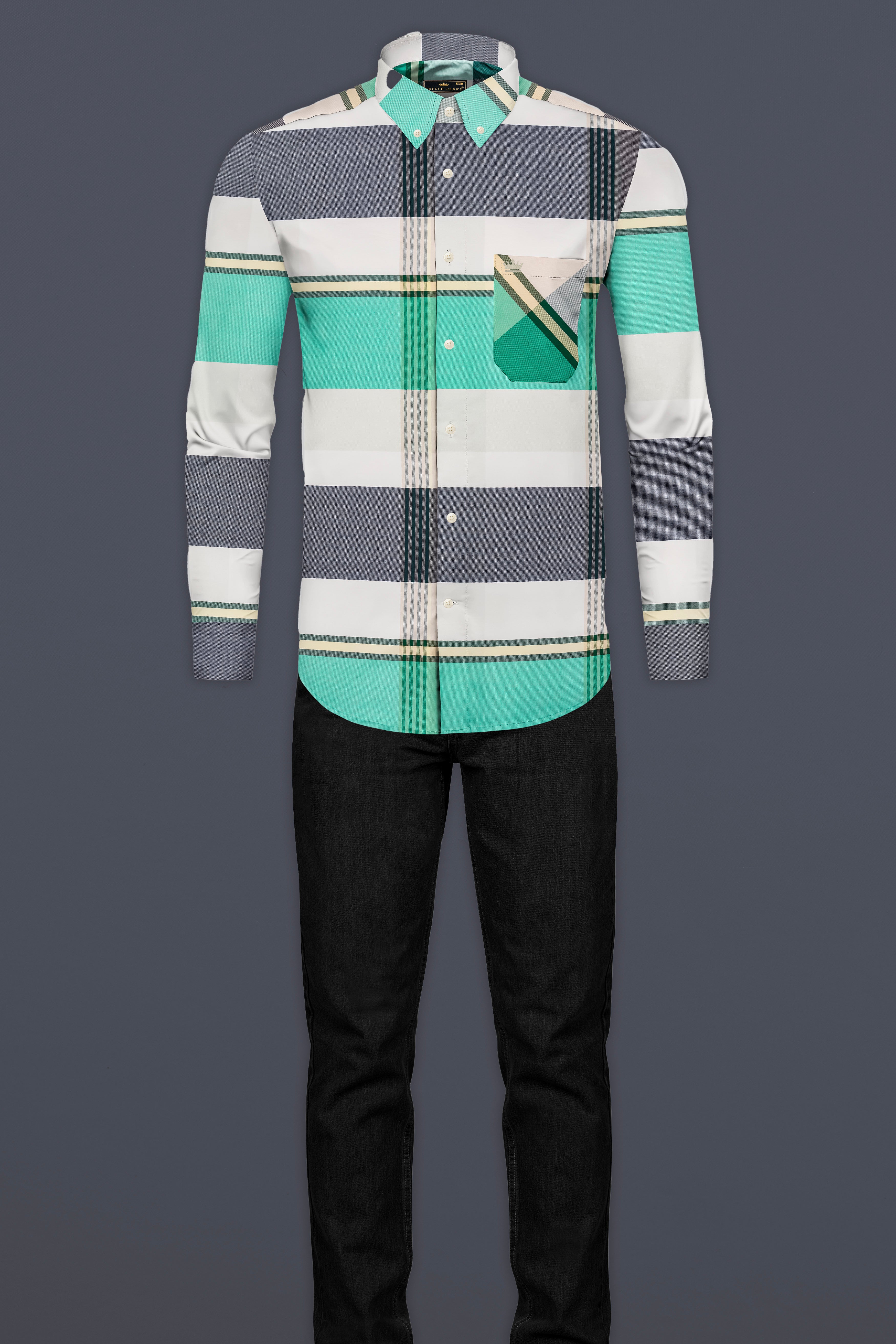 Wenge Gray with Eden Green Multicolour Royal Oxford Shirt