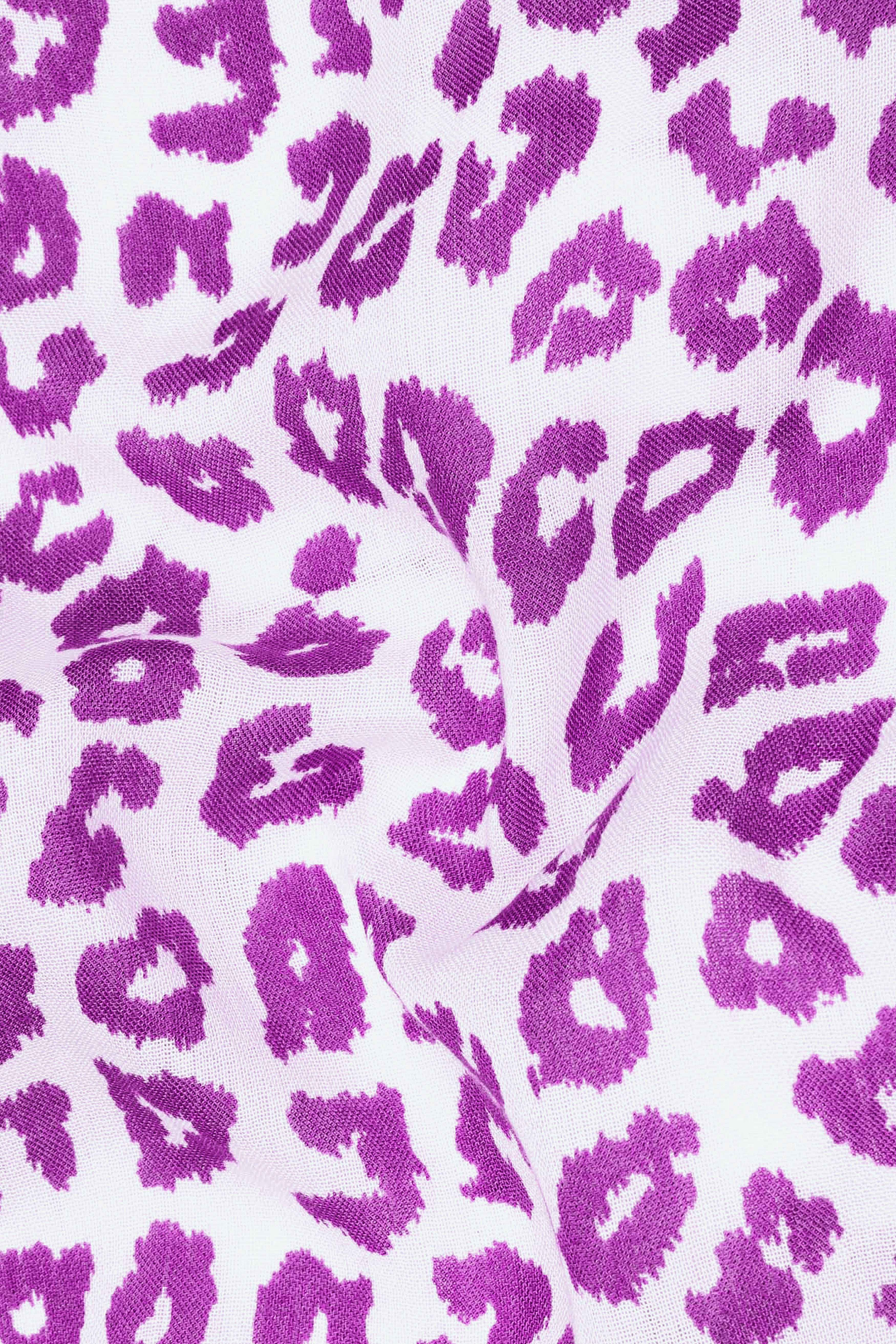Bright White with Tapestry Pink Cheetah Printed Lightweight Premium Tencel Kurta Shirt