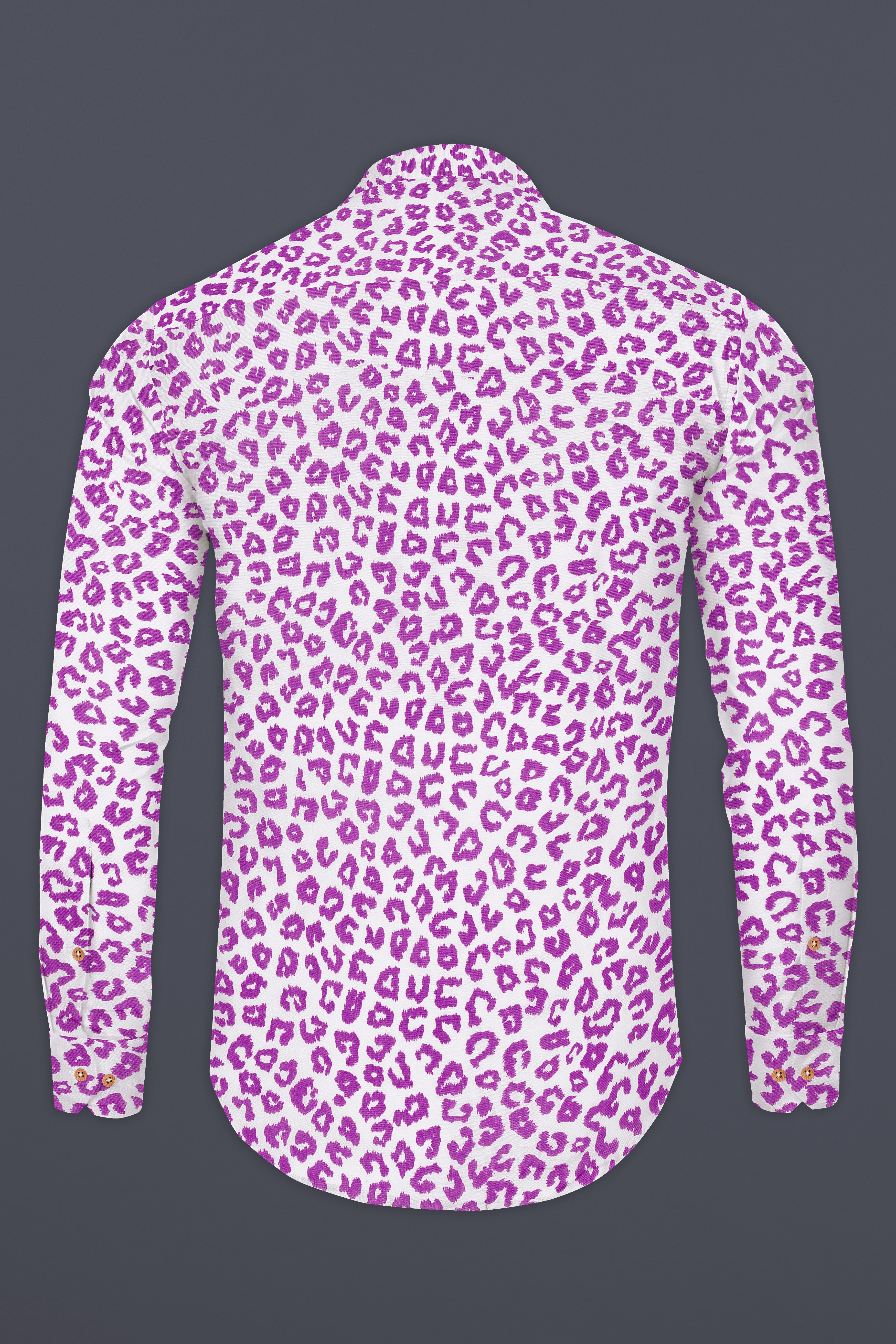 Bright White with Tapestry Pink Cheetah Printed Lightweight Premium Tencel Kurta Shirt