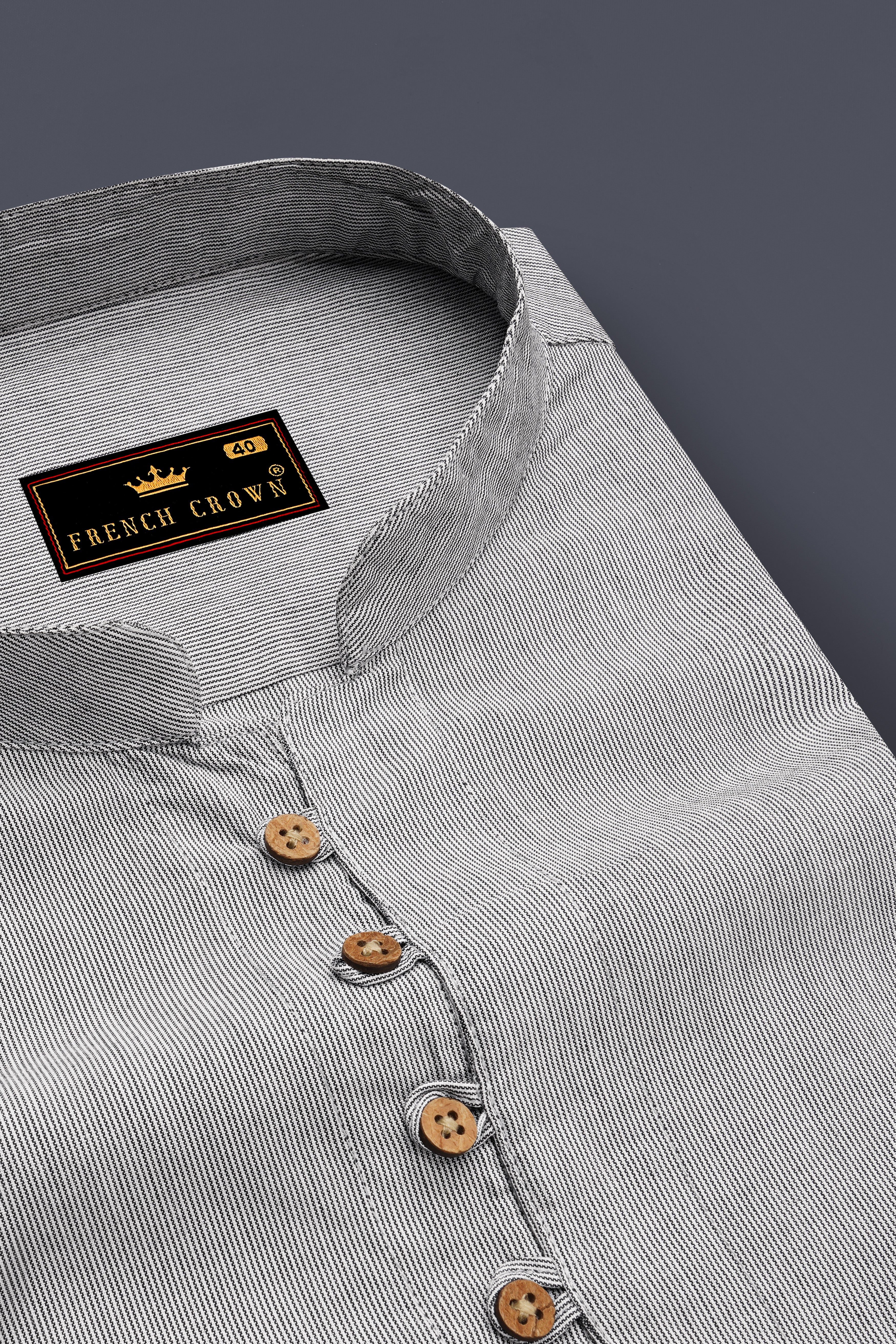 Wenge Gray Pinstriped Premium Cotton Kurta Shirt