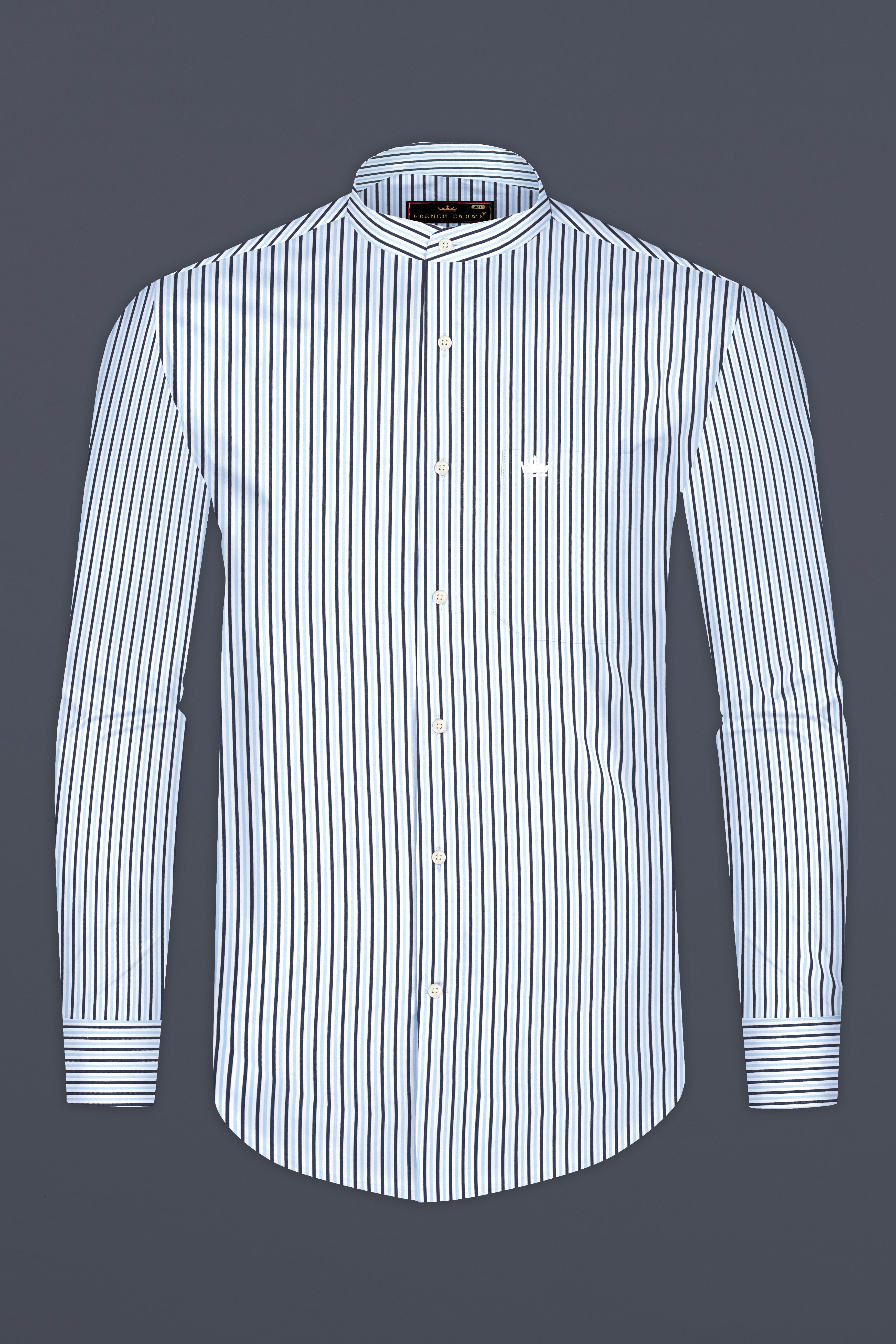 Periwinkle Blue Striped Premium Cotton Shirt