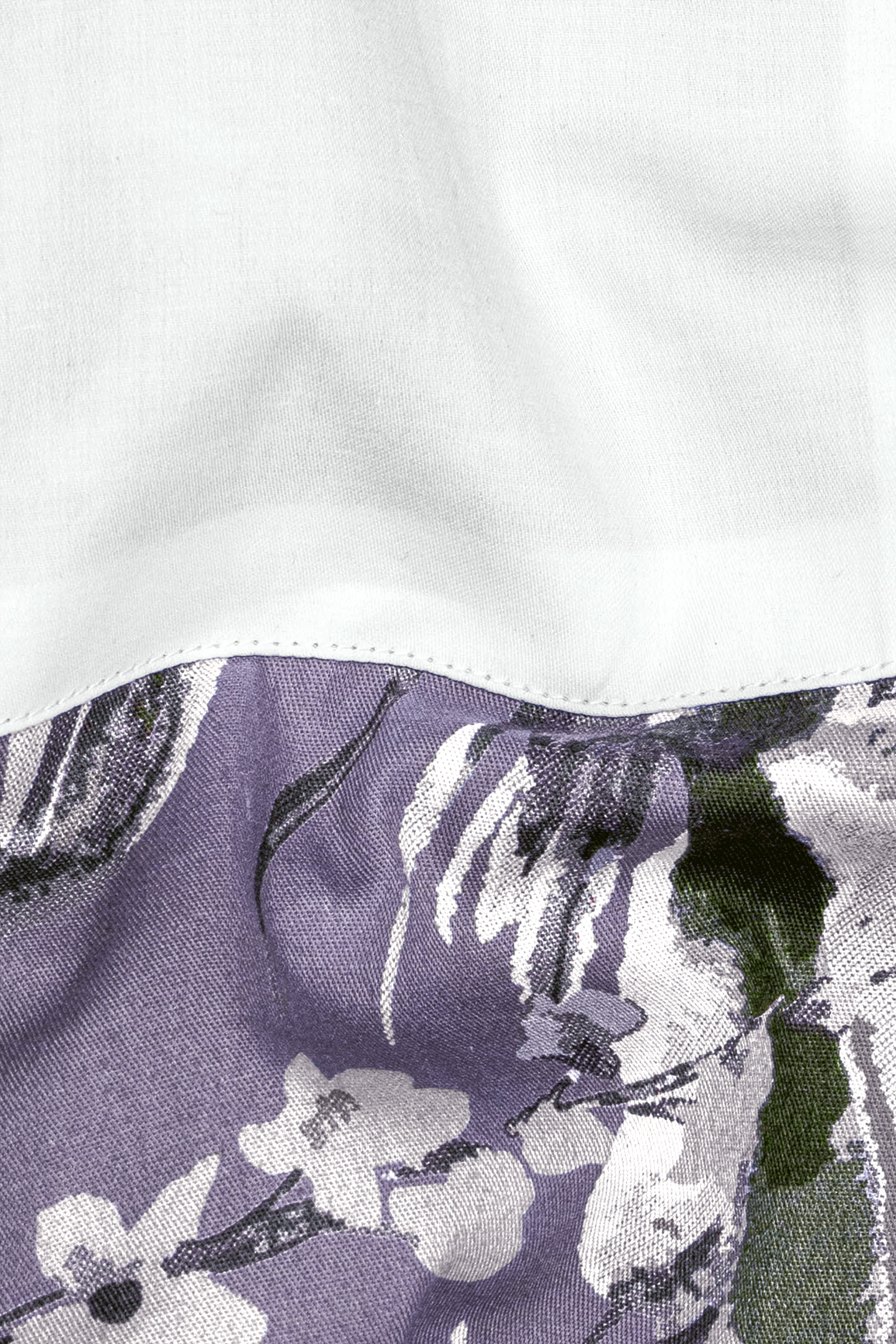 White and Bouquet Purple Floral Printed Super Soft Premium Cotton designer Shirt