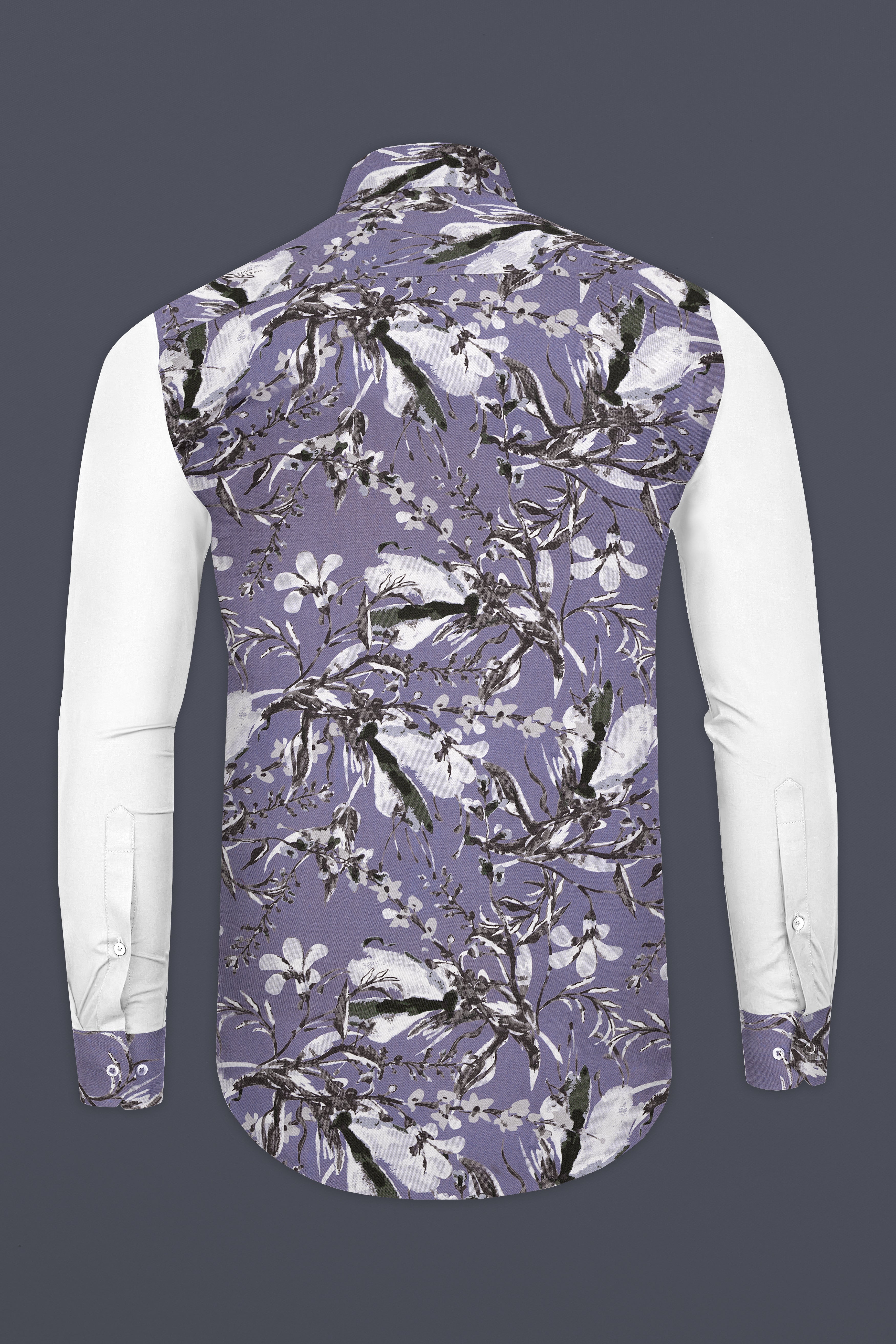 White and Bouquet Purple Floral Printed Super Soft Premium Cotton designer Shirt